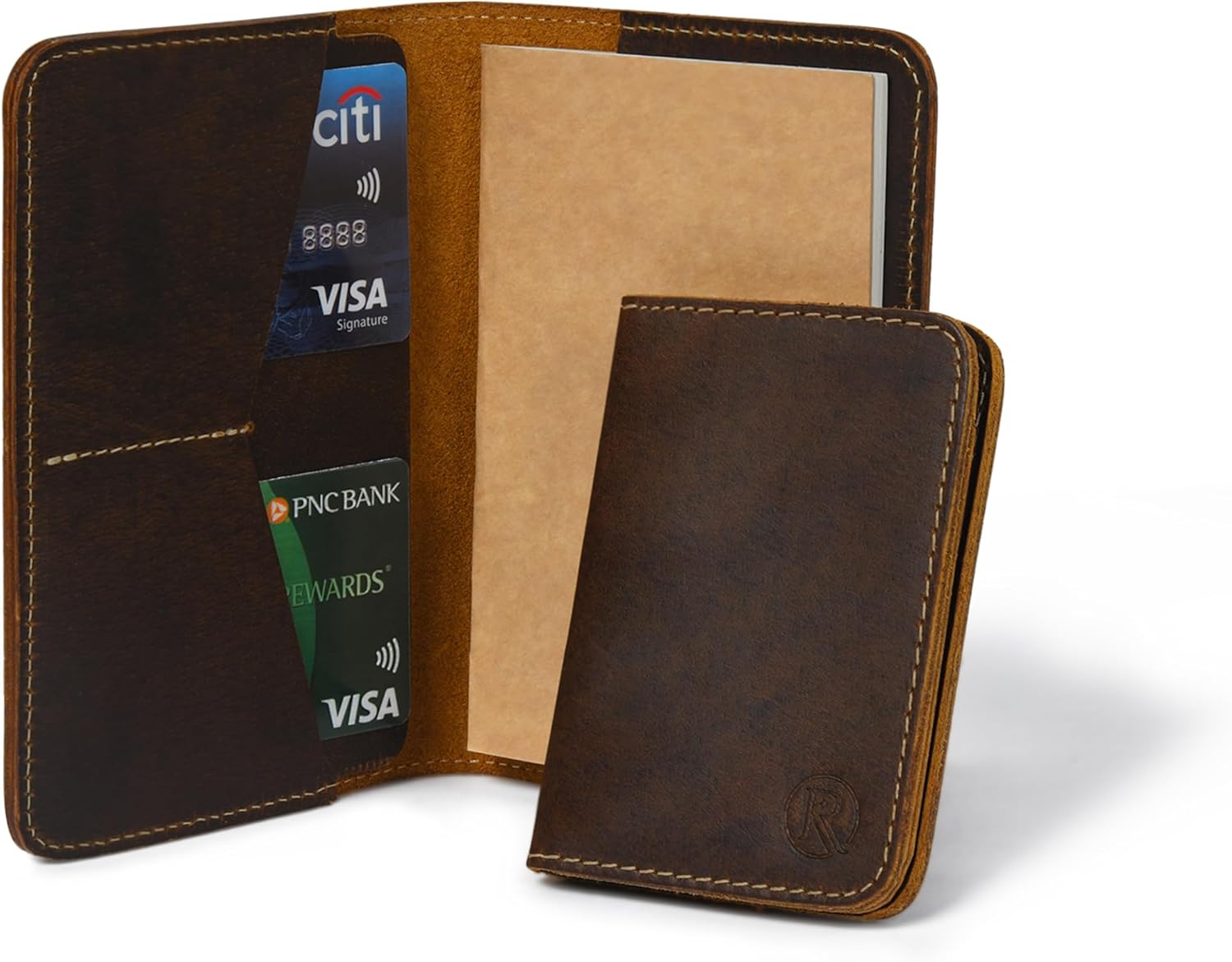 Rustique Leather Journal Cover for Field Notes With Card Holder and Pocket Notebook, for Moleskine Cahier, Handmade Vintage Leather Cover for 3.5" x 5.5" (Combo of 3)
