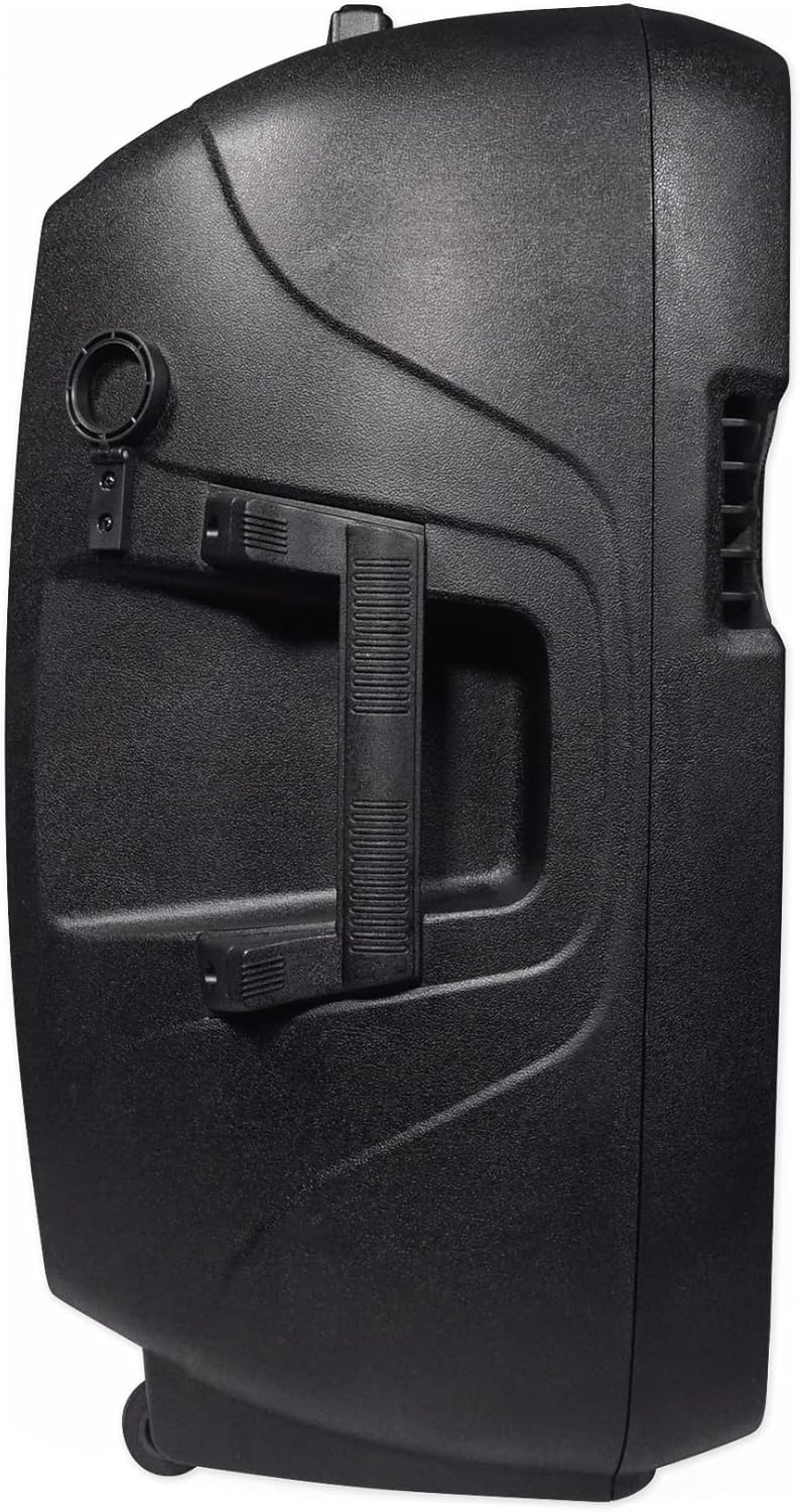 Rockville RAM15BT Bundle: 15" Rechargeable Powered 800-Watt Peak / 200-Watt RMS DJ PA Speaker, 2 Wireless VHF Mics, Bluetooth, RVES05 Heavy Duty Tripod Pole-Mount DJ PA Speaker Stand, 2-Items