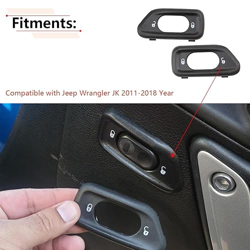 Miniatura 2 de RLB-HILON 1 par de bisel de interruptor de bloqueo de puerta para Jeep Wrangler JK, para 2011 2012 2013 2014 2015 2016 2017 2018 año, para