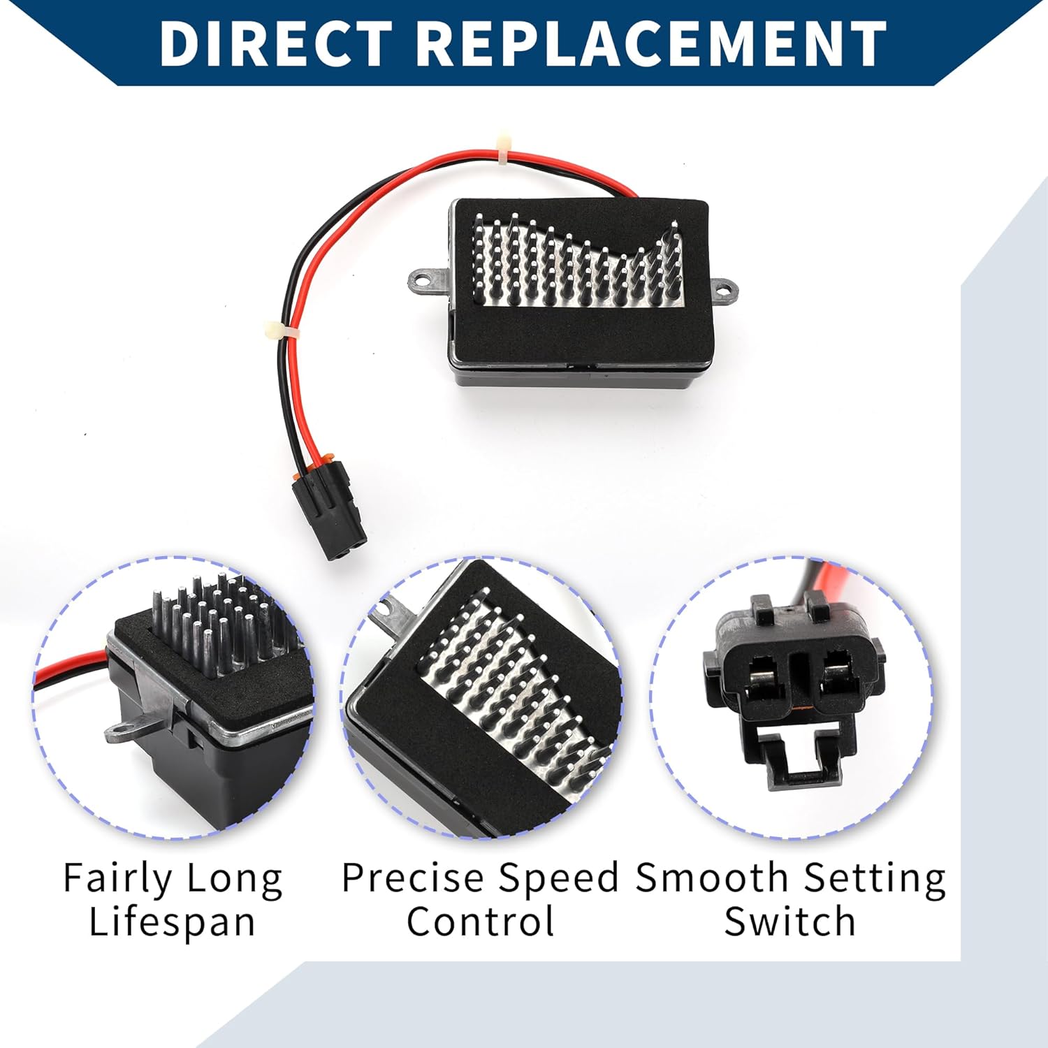 No.16250785 HVAC Blower Motor Resistor for Chevrolet Escalade 2002-2002 Radiator Fan Resistor Heater Blower Resistor Metal ABS 1 Pcs Black