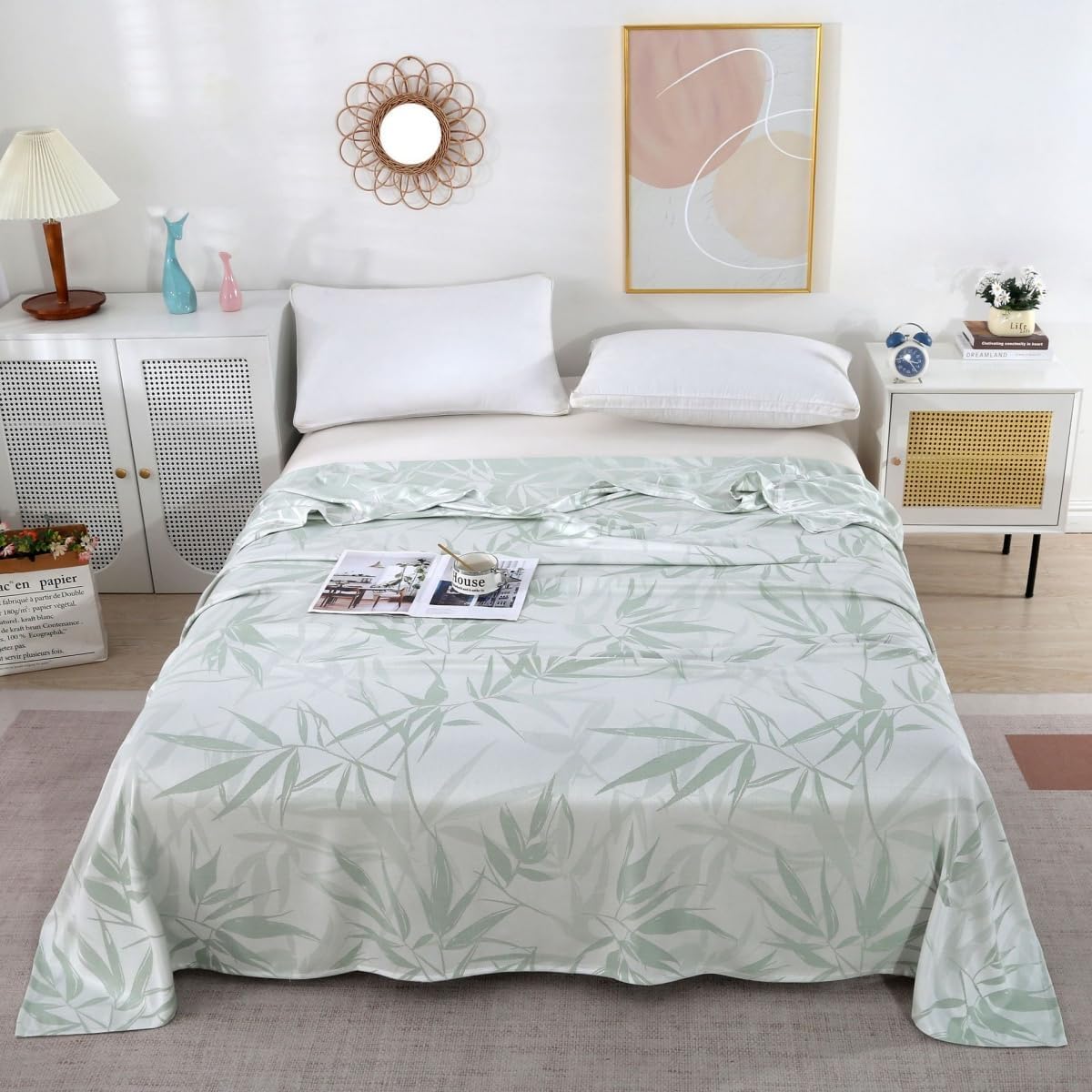 JvFbjLF Bamboo Fibre Throw – Decorative, For Sofas(Green,150x200cm)