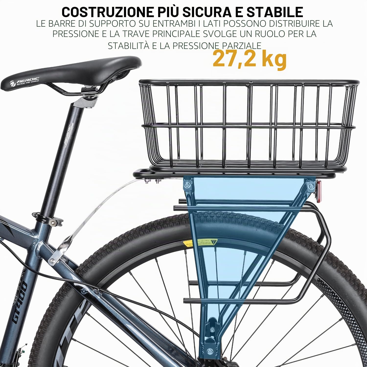 CXWXC - Portapacchi posteriore per bicicletta con riflettore MTB, carico massimo 27 kg, per 26 – 29 pollici