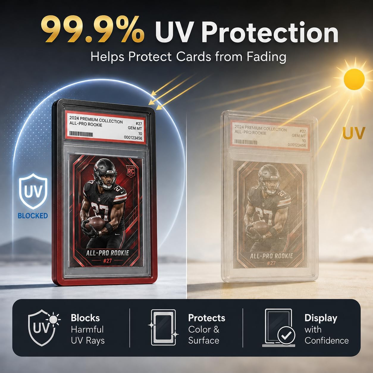 Slab Guard Fits PSA Slab, Magnetic Graded Card Case with UV Glass, Dark Red image 2