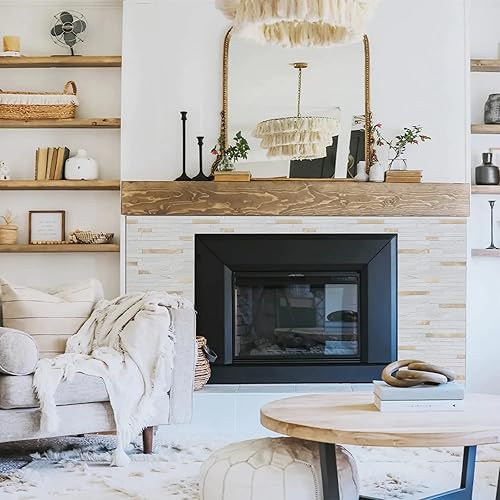 Miniatura 5 de STICKGOO 20 hojas de azulejos autoadhesivos para salpicaduras para cocina y baño, aspecto de arenisca blanca, PVC, mezcla de metal dorado, azulejos