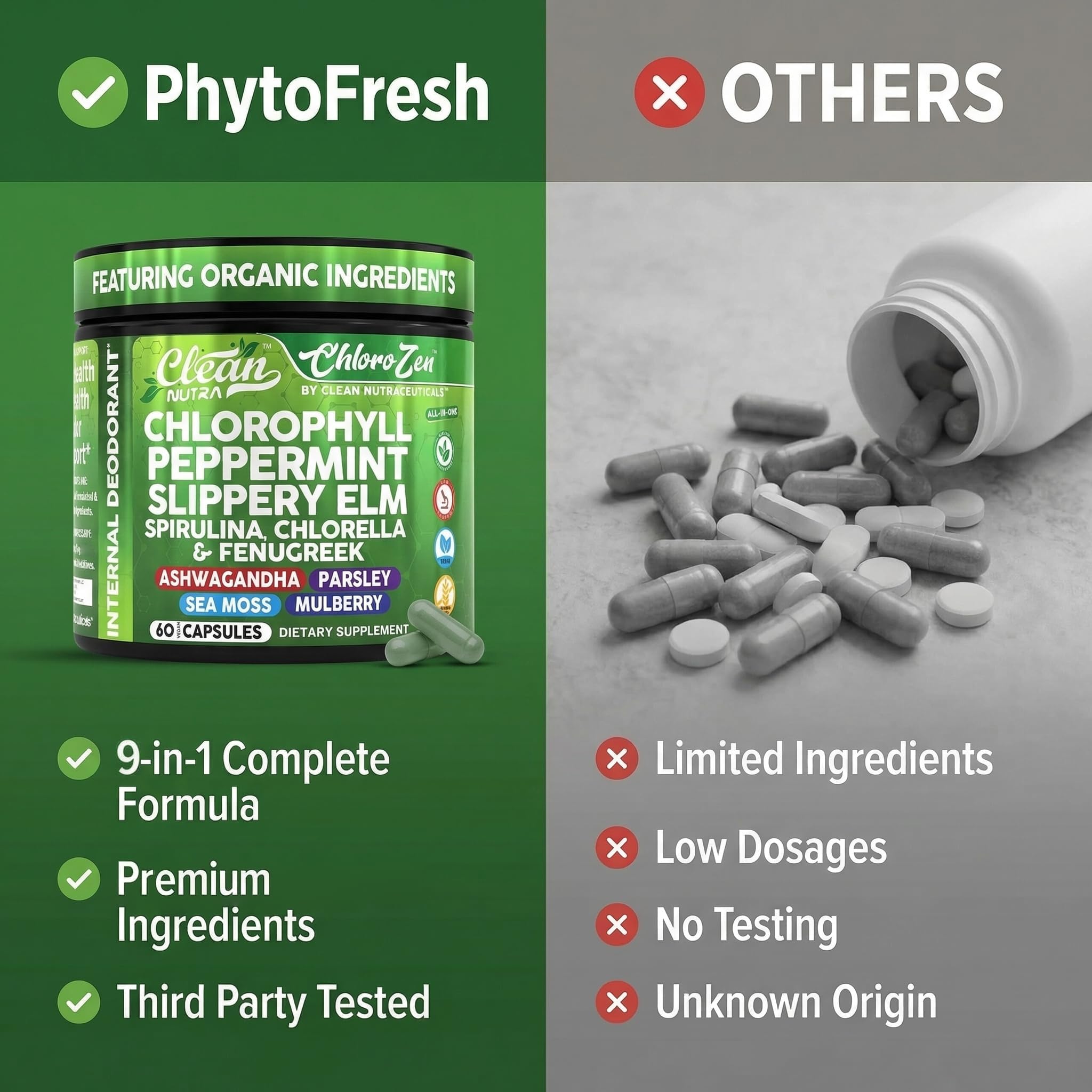 Chlorophyll Capsules with Peppermint, Slippery Elm, Parsley, Sea Moss — Amazon image 7