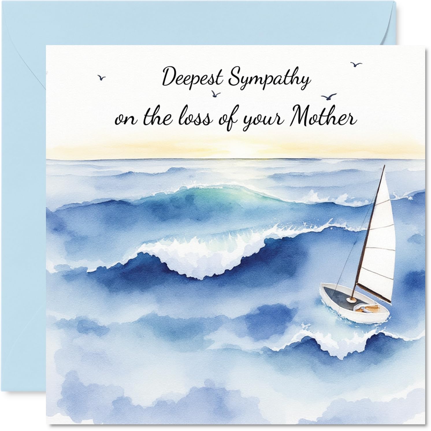 Sympathy Card Loss of Mother - Sail into the Sunset - Mourning Bereavement Cards for Adults, 145mm Condolences Thinking of You Greeting Cards
