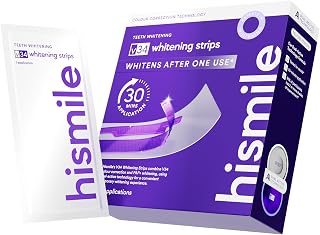Hismile V34 Purple Whitening Strips - Instant Teeth Whitening & Color Correction, PAP+ Formula, 14 Treatments for Brighter Smile