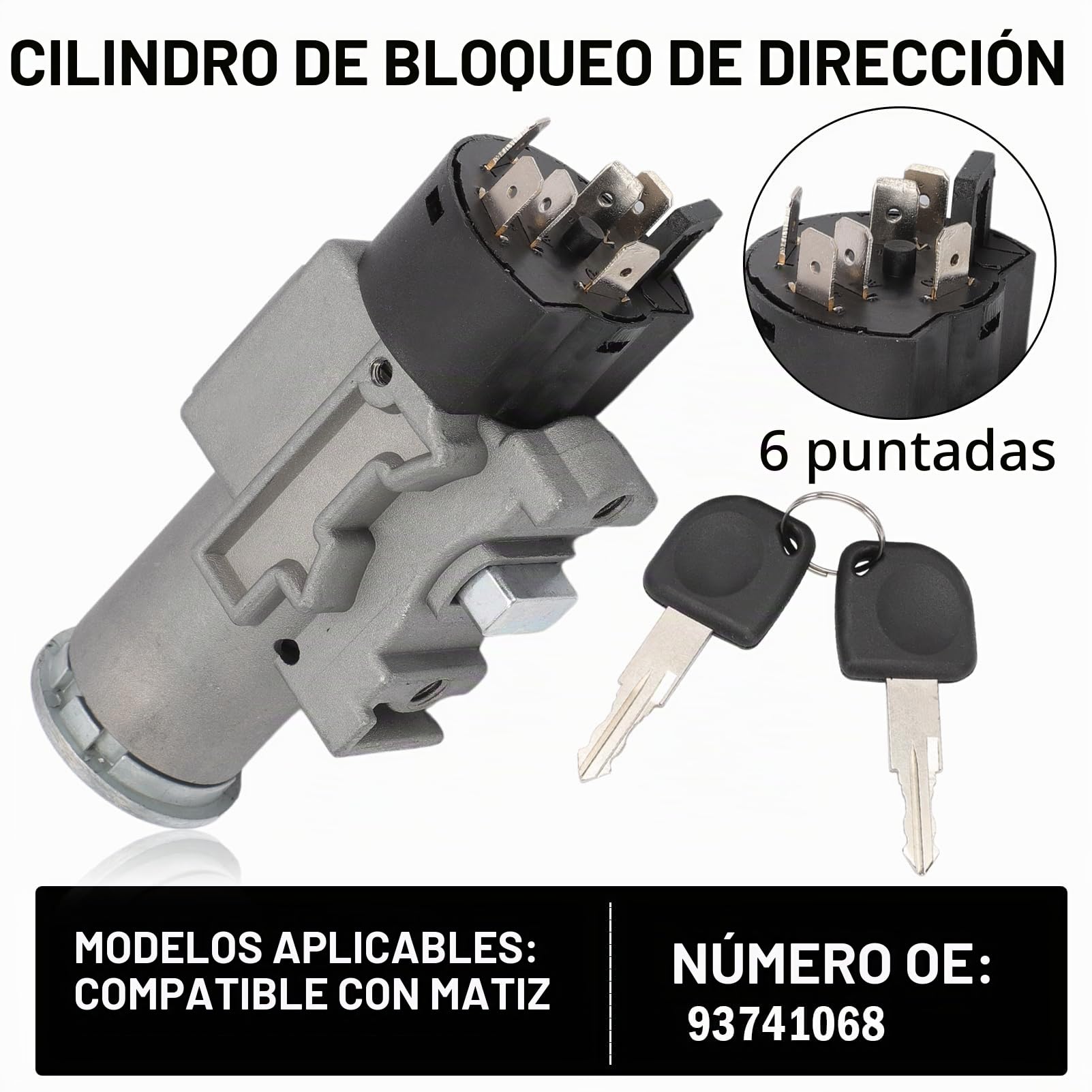 Cilindro Bloqueo Encendido para Daewoo Matiz 93741068 llave con bombin del daewoo Cerradura Encendido Bloqueo de Volante y Arranque Cerradura de Encendido