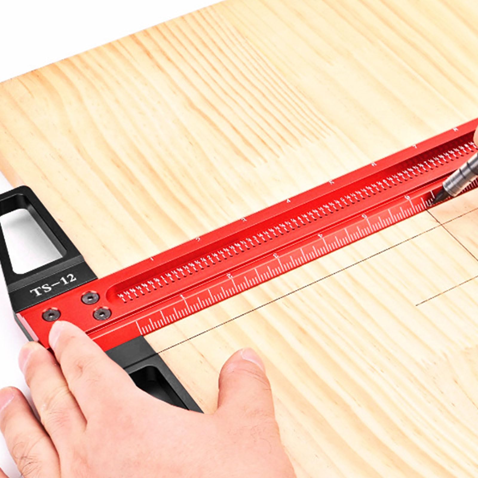 Righello per tracciatore per legno tipo T Architetto quadrato Strumento misurazione in lega alluminio Compatibile per falegname Alluminio durevole Misurazione accurata Accessori ruota da
