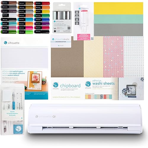 Silhouette Cameo 5α (Alpha) - Smart Cutting Machine Bundles - Starter, Print & Cut, or Card Making (Classic White, Card Making Bundle)