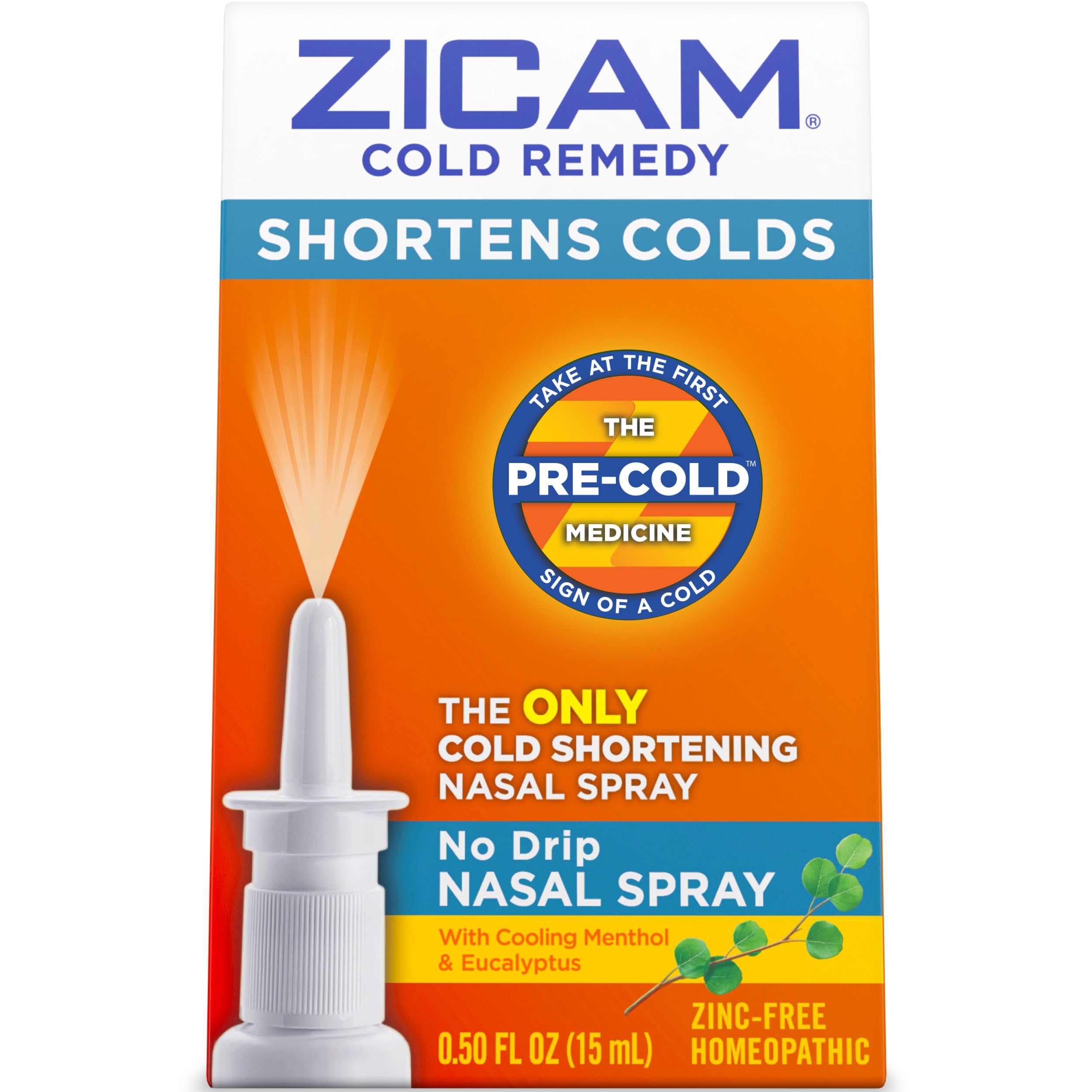 Zicam κρύο Remedy No-Drip Nasal Spray με ψύξη Μέντχολ & Ευκάλυπτος, Ομοιοπαθητική, Ψευδάργυρος-ελεύθερος, Προ-Ψυχρή Ιατρική, συντομεύει την διάρκεια του κρύου, 0.5 Ουγγιά