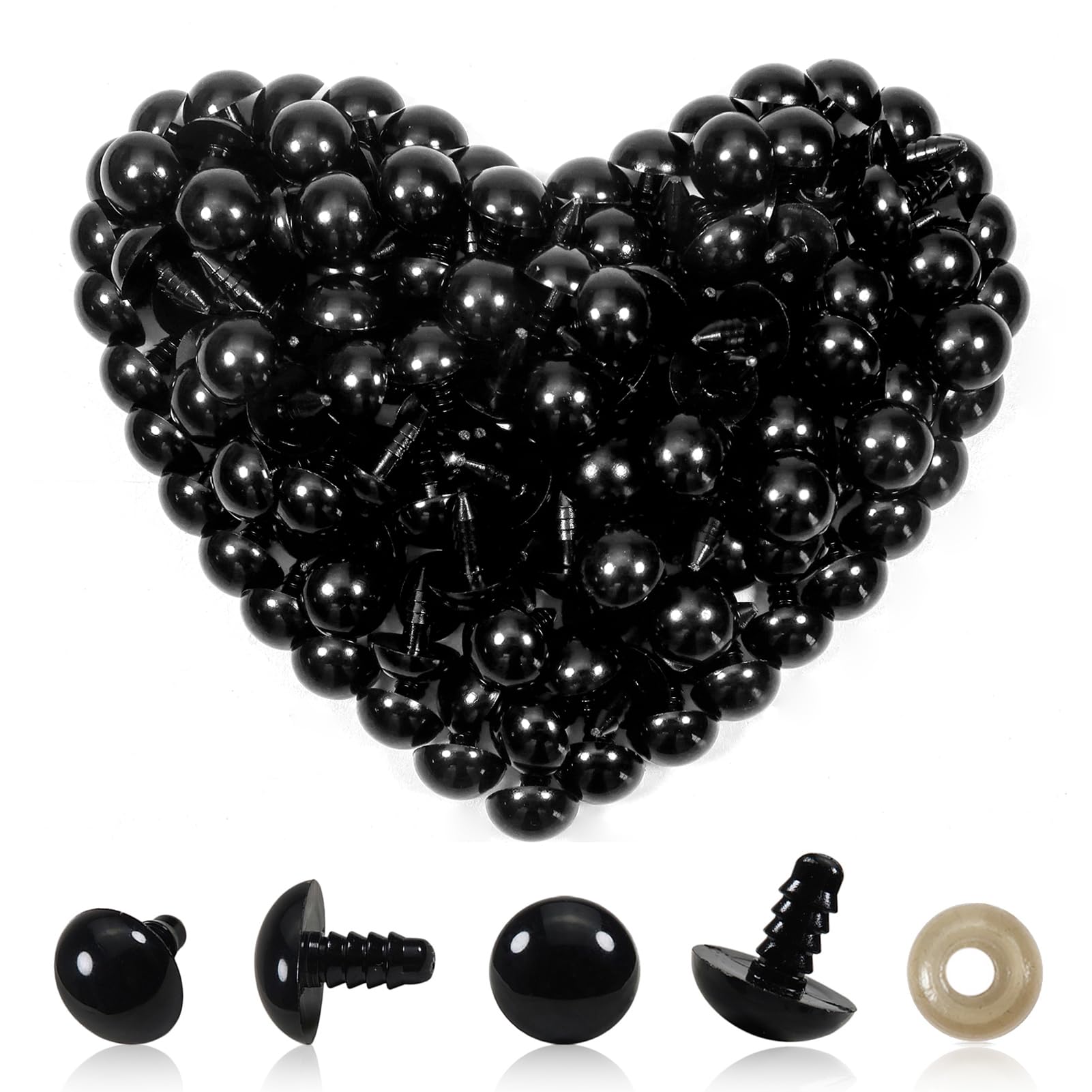 TOAOB 120 Stück Glitzer Puppenaugen 10 mm bis 20 mm sicherheitsaugen für Häkeltiere Kunststoff