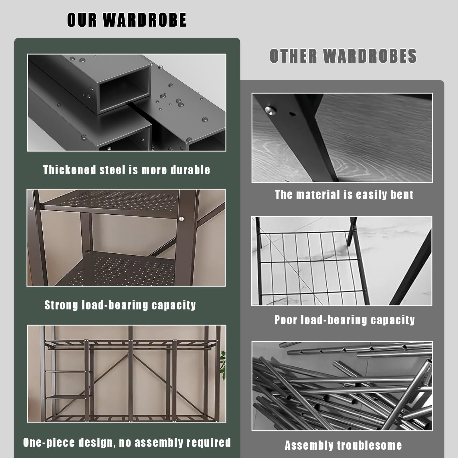 Zusammenklappbarer Kleiderschrank,Faltschrank Zum Aufhängen Von Kleidung,Tragbarer Stoffschrank Aus Metall,Einfach Stoff-Kleiderschrank,Große Faltschrank Für Schlafzimmer(145cm/57in)