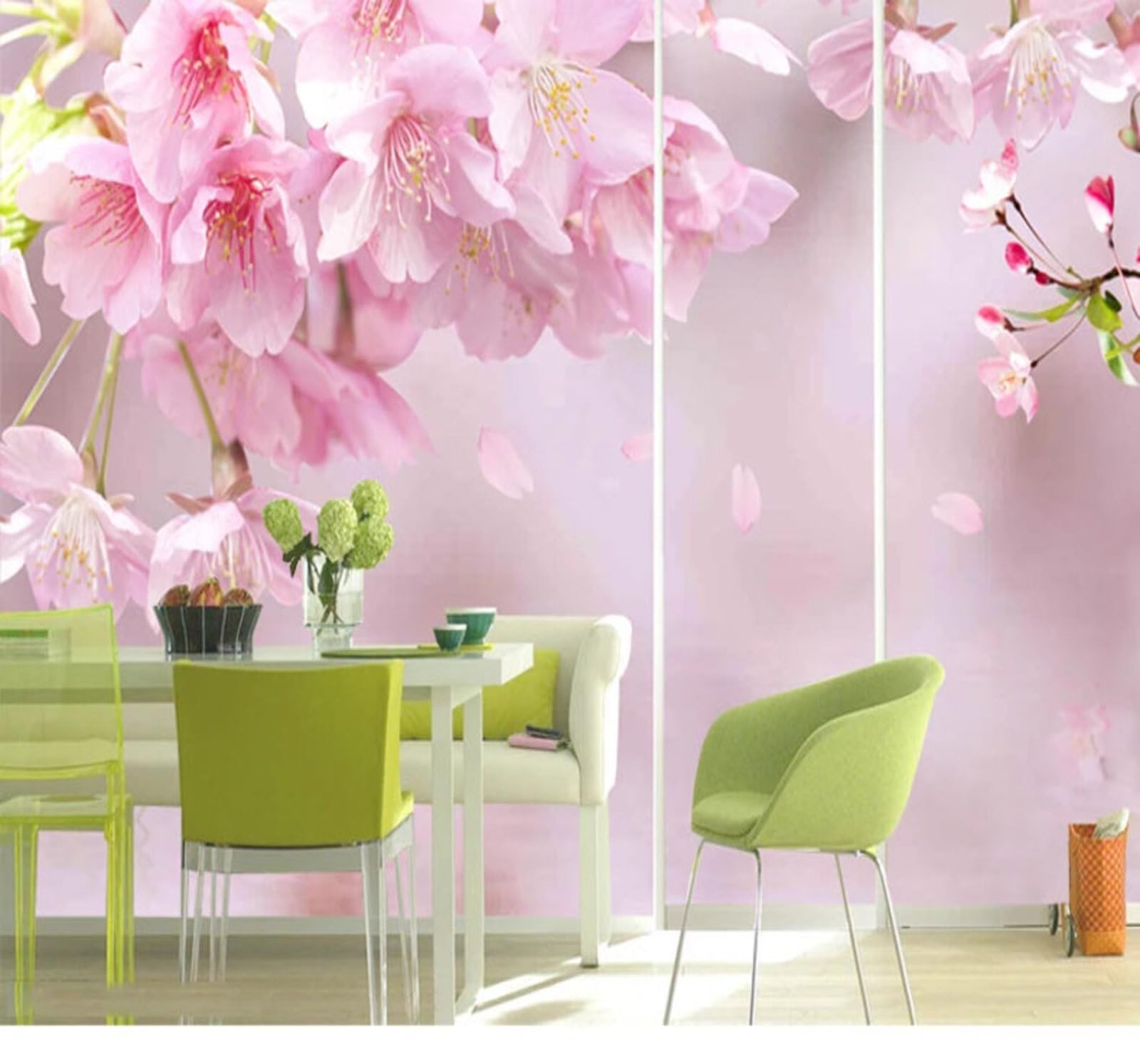 Wallpaper-3D-Xlm 350Cm×256Cm(B×H) Minimalist Three Dimensional Beautiful Pink Peach Blossoms 3D Wallpaper Easy Install Feature Office Living Room Sofa Bedroom Tv Background Wall Decoration-350Cm×256Cm