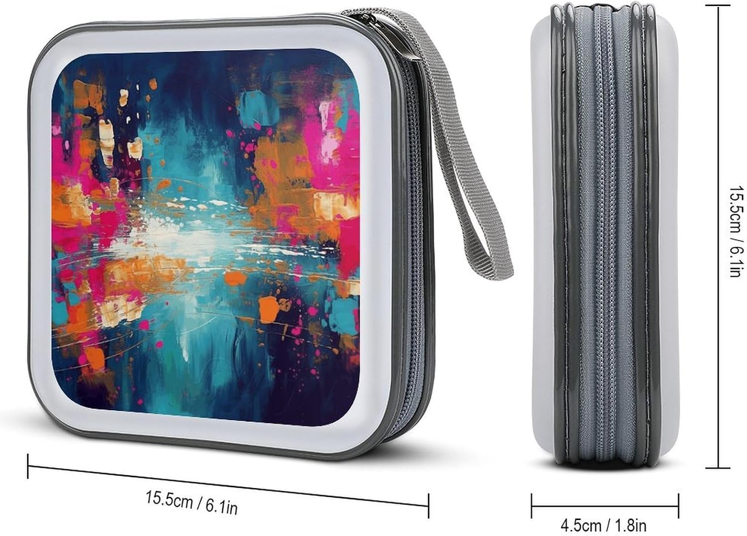 Abstract Oil Painting CD Case with Hand Strap Lightweight DVD Wallet Holder 40 Capacity CD/DVD Case Wallet Protective CD Wallet CD/DVD Portable Storage Binder for Car Home Office