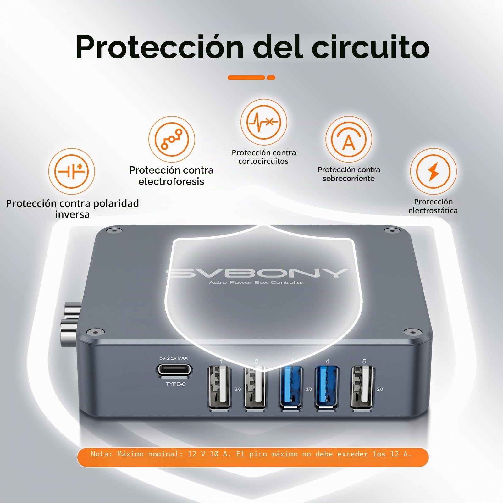 Svbony SV241 Pro Telescopio Administración Caja de Energía para Adultos, Accesorio para Telescopio, USB 3.0 + CC Fotografía Astronómica Adaptador de Controlador, para Fotografía de Cielo Profundo