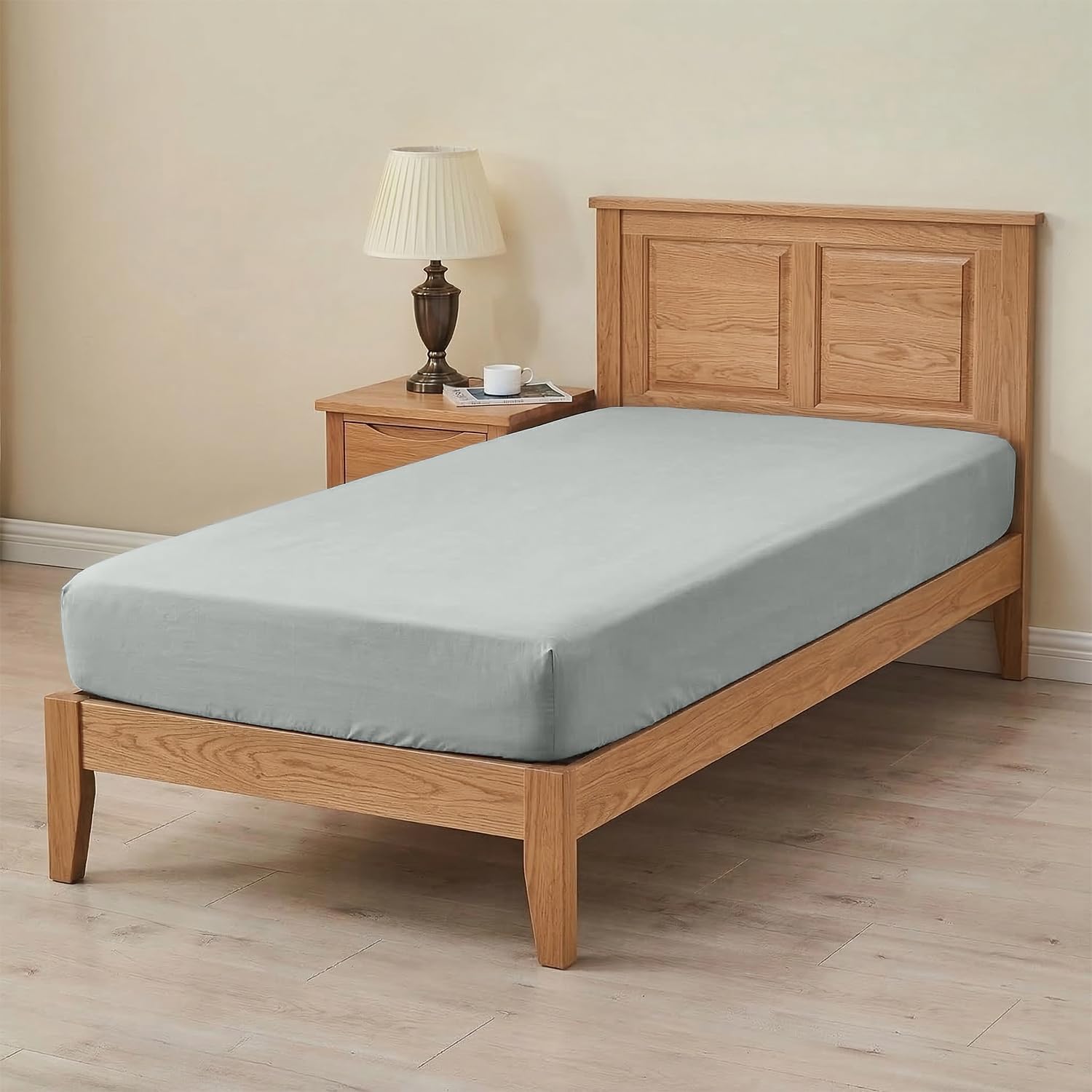 Queen Fitted Sheet 60x80 8" Pocket 800 TC 100% Egyptian Cotton Silver Grey | Snug Fit for Trifold Mattress, Narrow Twin Mattress, Camp Bunk, Guest Bed, Soft, Breathable Naturally Cooling & Durable