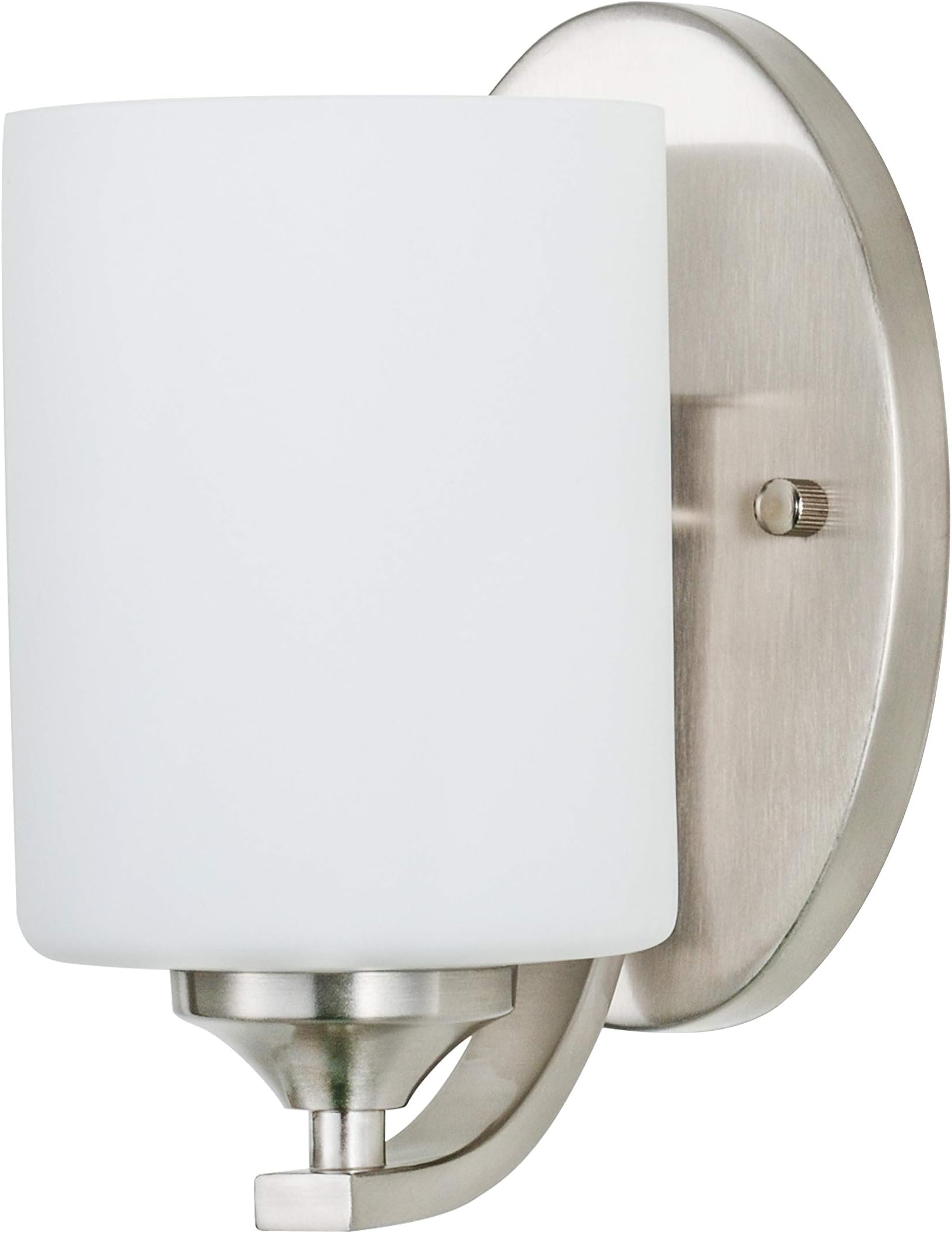 Kingbrite E26 Wall Sconces ,White Glass Bath Vanity lighting, Brushed Nickel, UL Listed