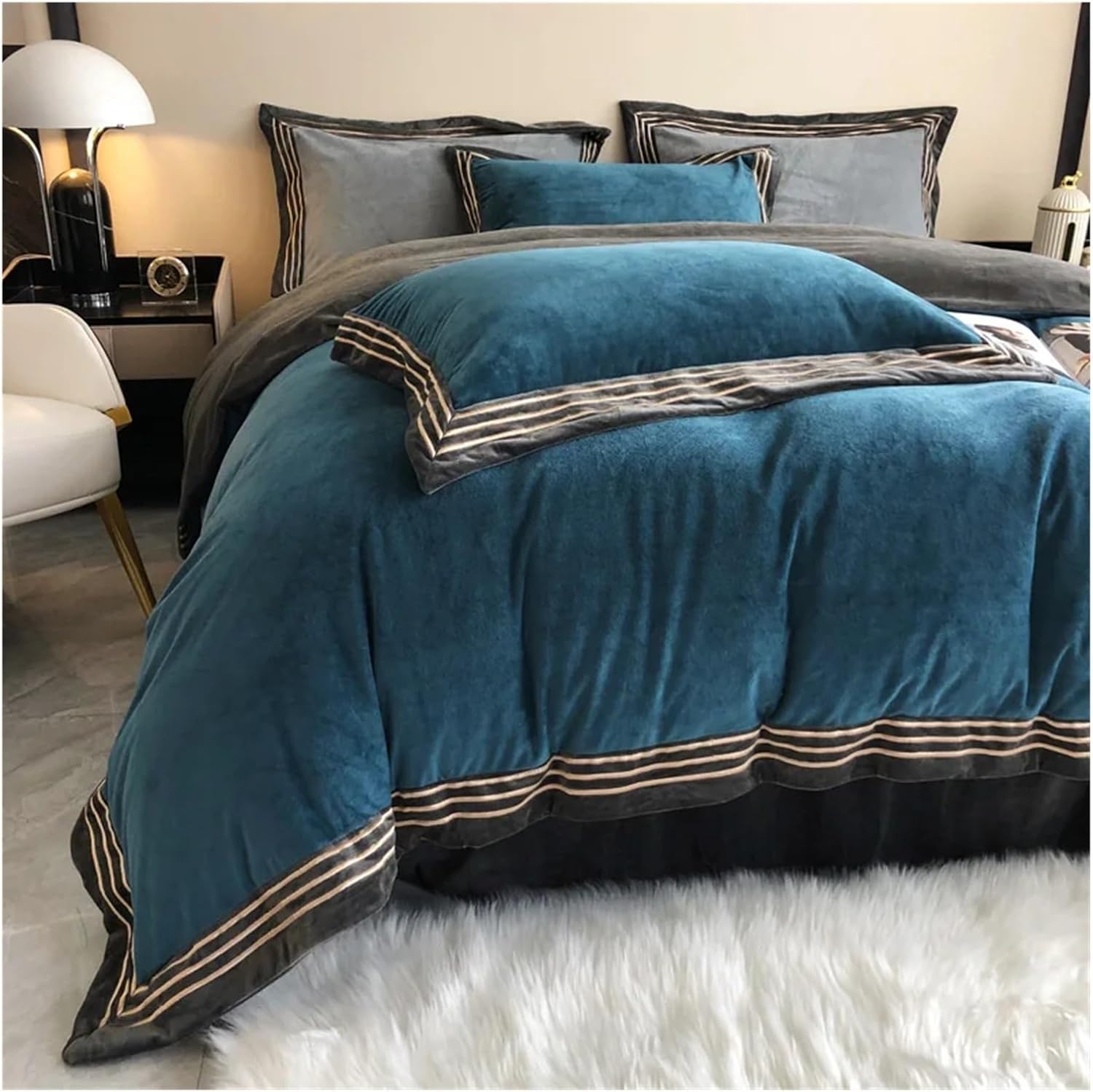 Milk Cashmere Bedding Sets Bed linens Bed Cover Duvet Cover Flat/Fitted Sheet Pillowcase 4pcs,Bed