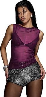 RoseSeek Y2k Sheer Mesh Going Out Cami Tank Top Sexy Party Club Outfits