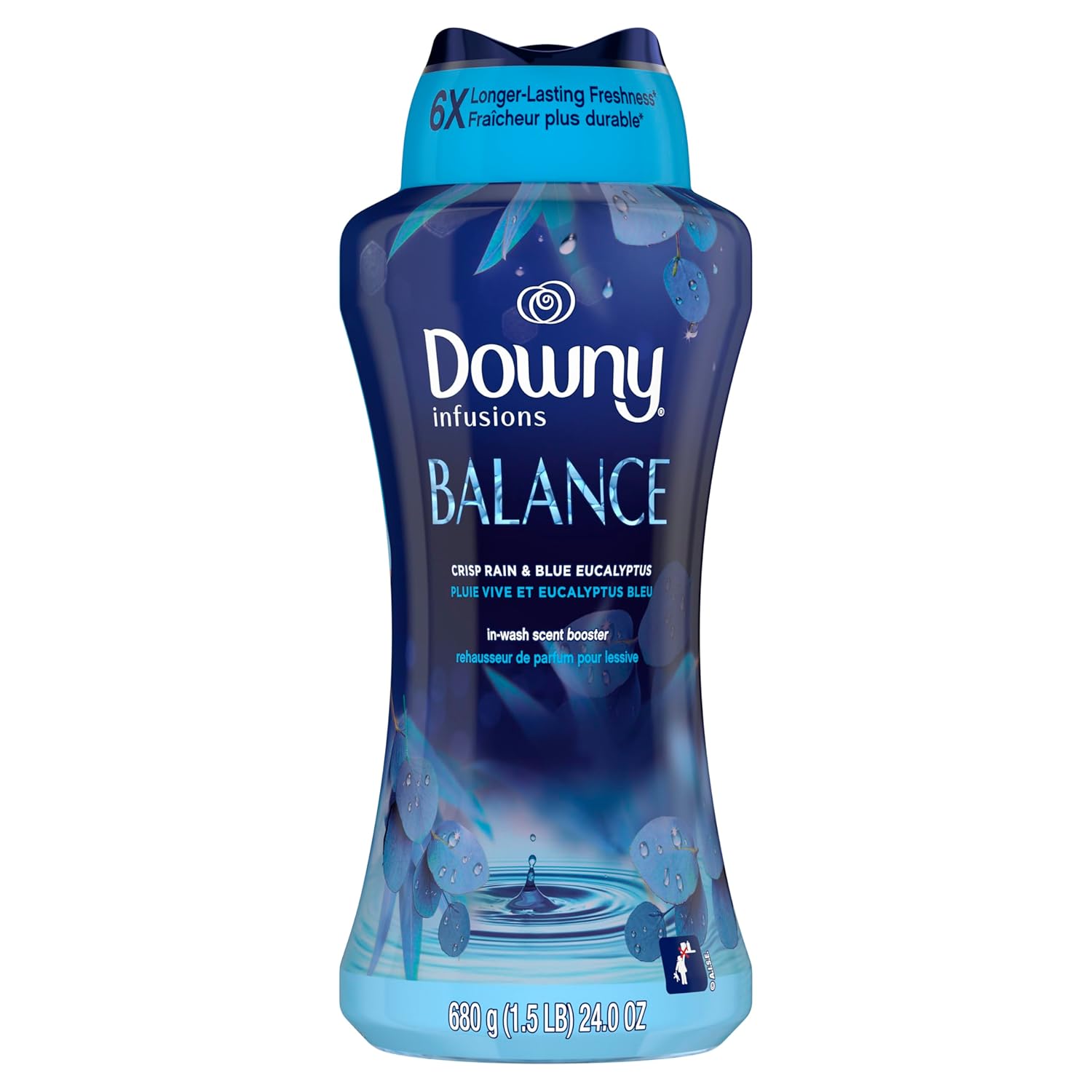 Downy Balance In-Wash Laundry Scent Booster Beads Crisp Rain and Blue Eucalyptus scent 24 oz laundry scent beads