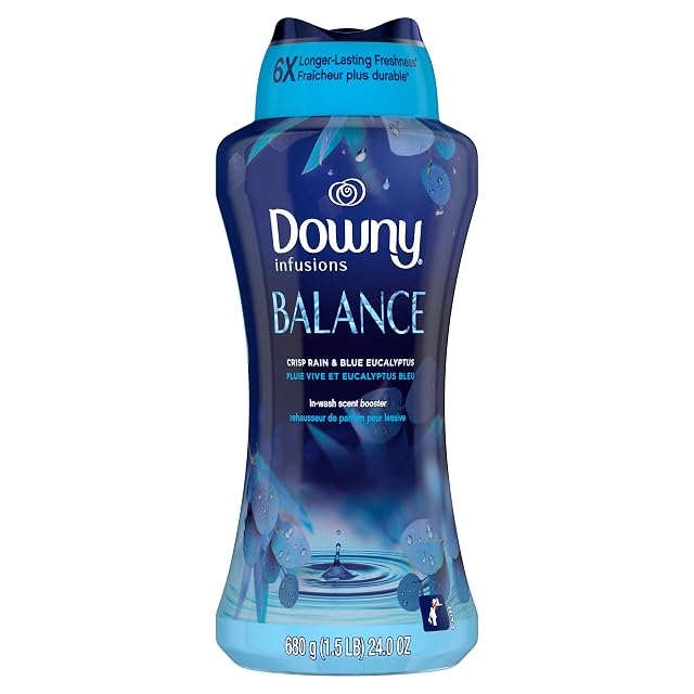 Downy Balance In-Wash Laundry Scent Booster Beads Crisp Rain and Blue Eucalyptus scent 24 oz laundry scent beads