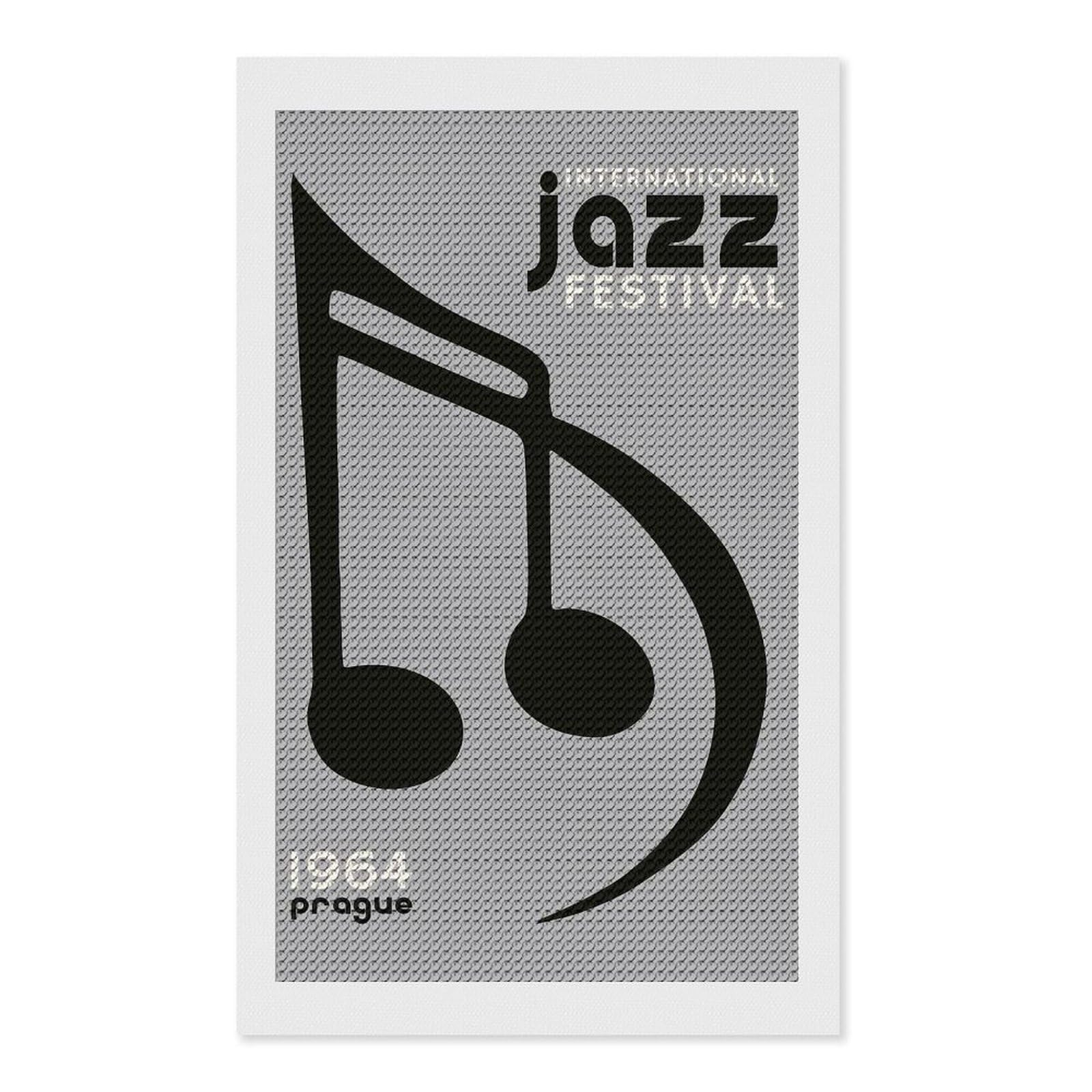 Junmoney Prague Jazz Music Fest Crystal Diamond Art Kit 12"x20", Modern Decor, Boho Decor, Wall Art Gift, Decorative Artwork, Creative Hobby