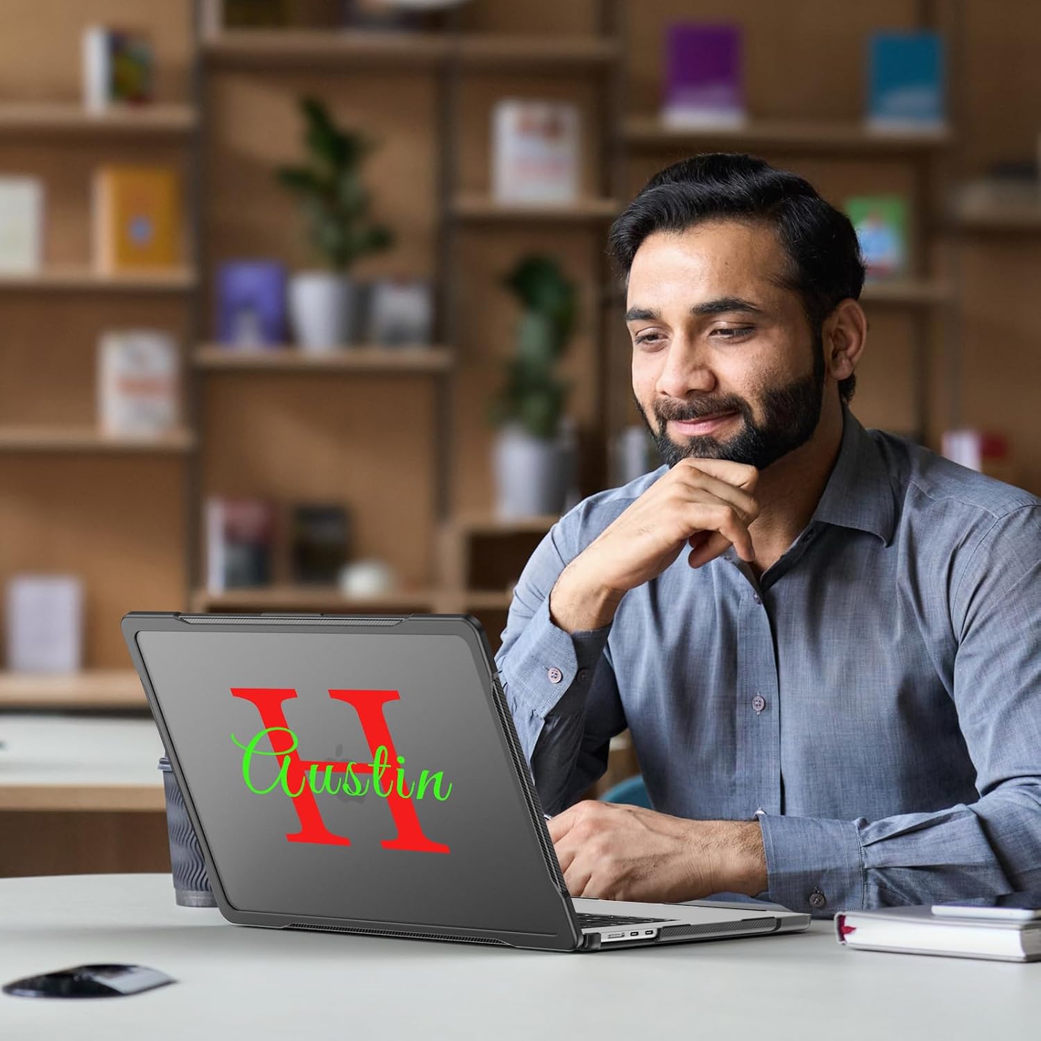 Batianda [Customized] Heavy Duty Case for New MacBook Air 13.6 inch 2026 M5 2025 M4 2024 M3 2022 Release - Personalized Name Matte Translucent Rugged Armor Shell with Shockproof TPU Bumper