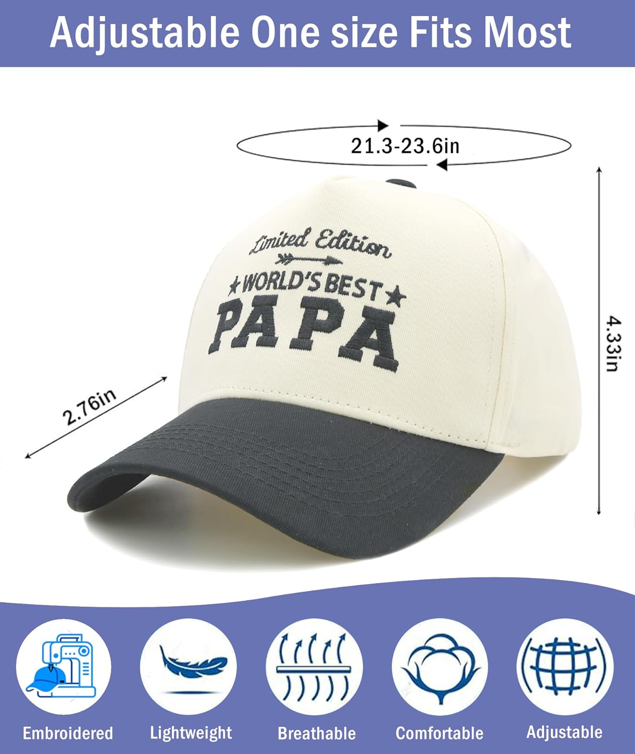 Embroidered Dad Hat for Men, Adjustable Vintage Baseball Cap, Fathers Day Birthday Gifts from Daughter Son Wife - Image 2