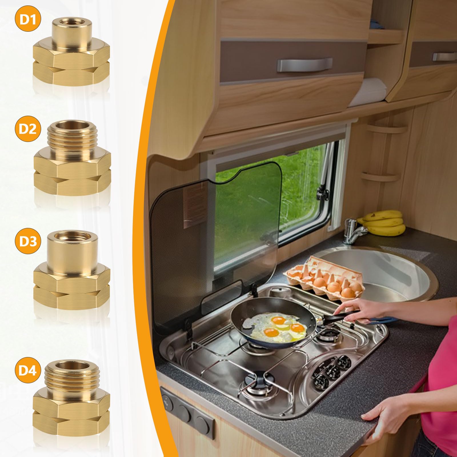 CPROSP 4 Pièces Adaptateur Gaz Europe, Raccord Gaz Europe, Adaptateur Gaz en Laiton, Convient aux Réchauds à Gaz, aux Réchauds de Camping, pour Les Vacances ou Le Camping à L'éTranger
