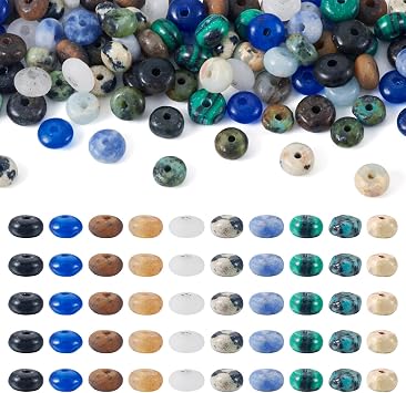 Craftdady 300Pcs Natural Stone Beads 4 mm Rondelle Spacer Loose Spacer Beads Natural Synthetic Colorful Gemstone Stone Bead for Bracelet Necklace Jewelry Making Crafts, Mixed Color