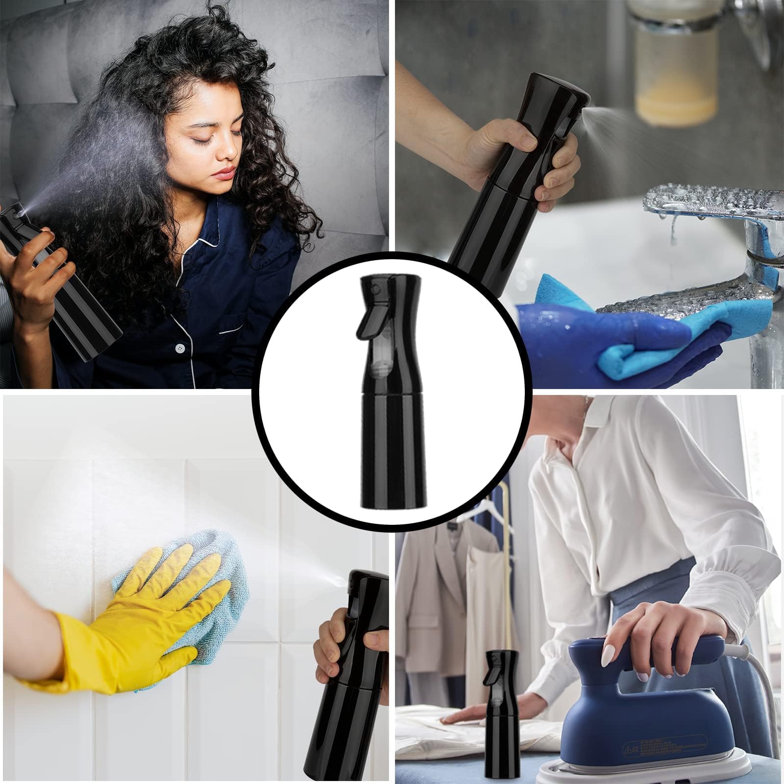 Juego de 2 botellas de spray de 200 ml – Continuo Ultra Fine Mist, botellas de agua vacías para peluquería y salón, herramienta para el cabello, cuidado de plantas y limpieza