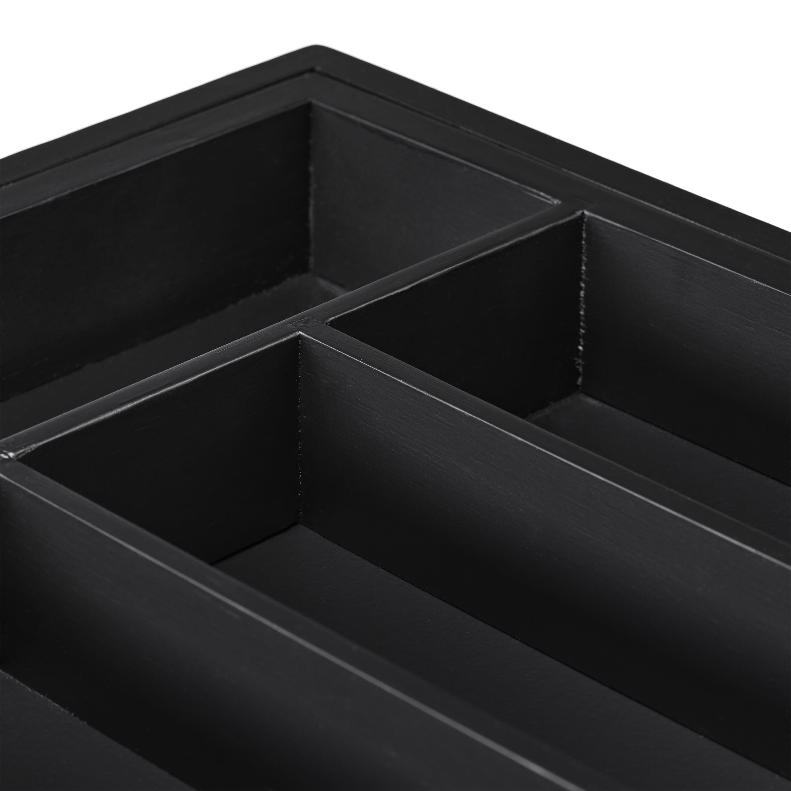 Relaxdays Portaposate da Cassetto in bambù, Regolabile, 7 Scomparti, Utensili da Cucina, 5,5 x 31,5-48,5 x 37 cm, Nero