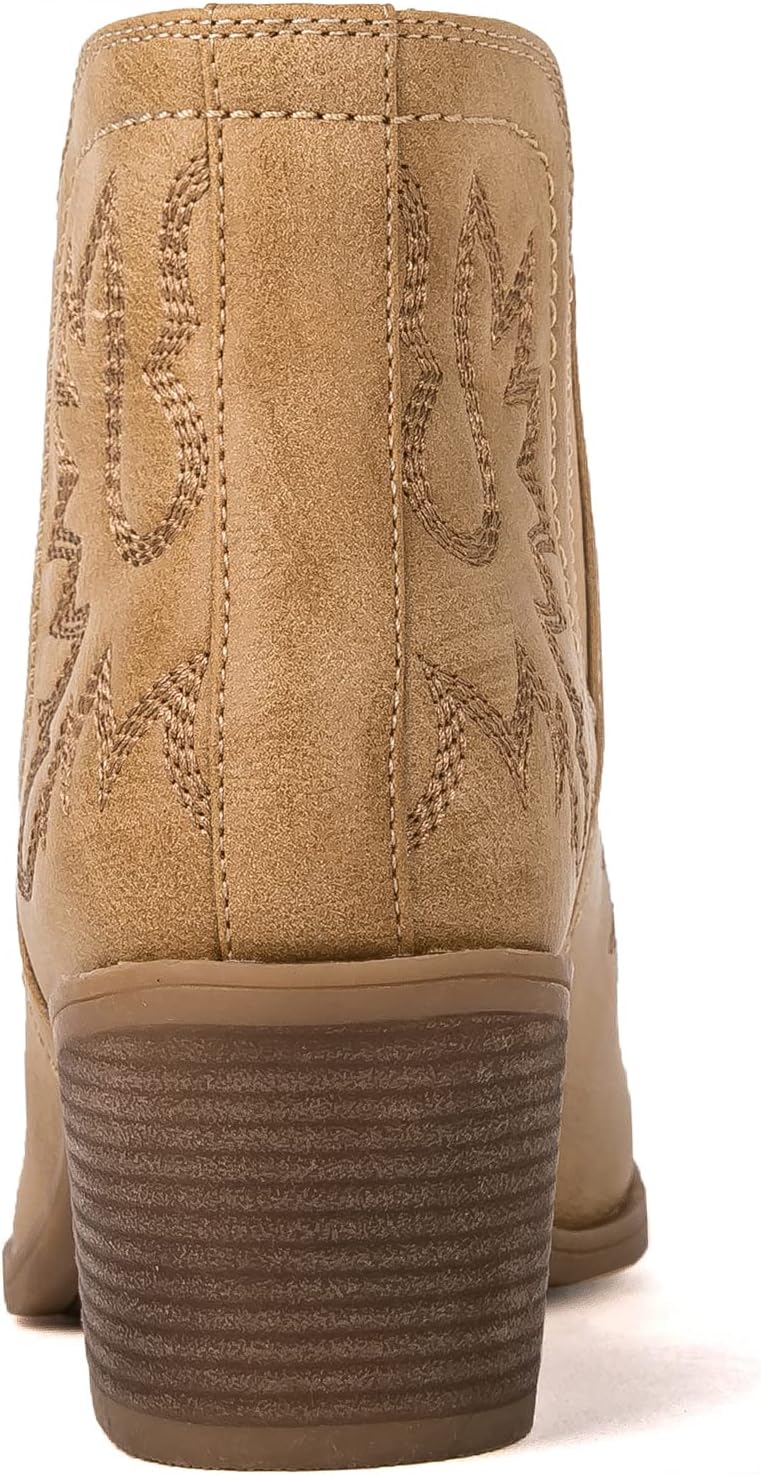 GLOBALWIN Women's Cowgirl boots Western Short Ankle Pull On Comfortable Cowboy Boots For Women Low Heel