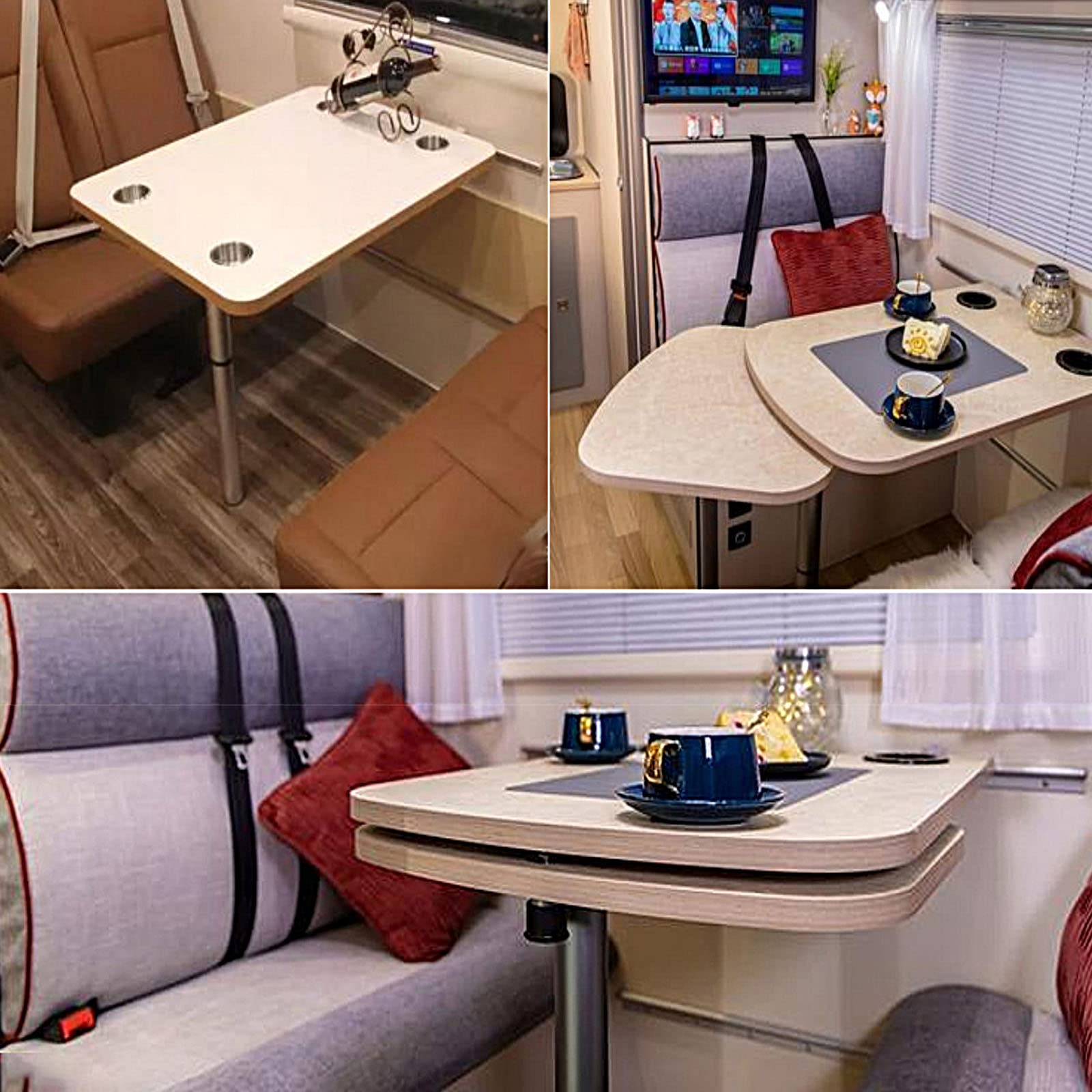 Argent télescopique Pieds De Bureau Hauteur Support De Table Pied De Meuble Ajustable Pied De Table Pied De Table Camping Car pour Yacht,Camping-Car,Caravane,Table Legs