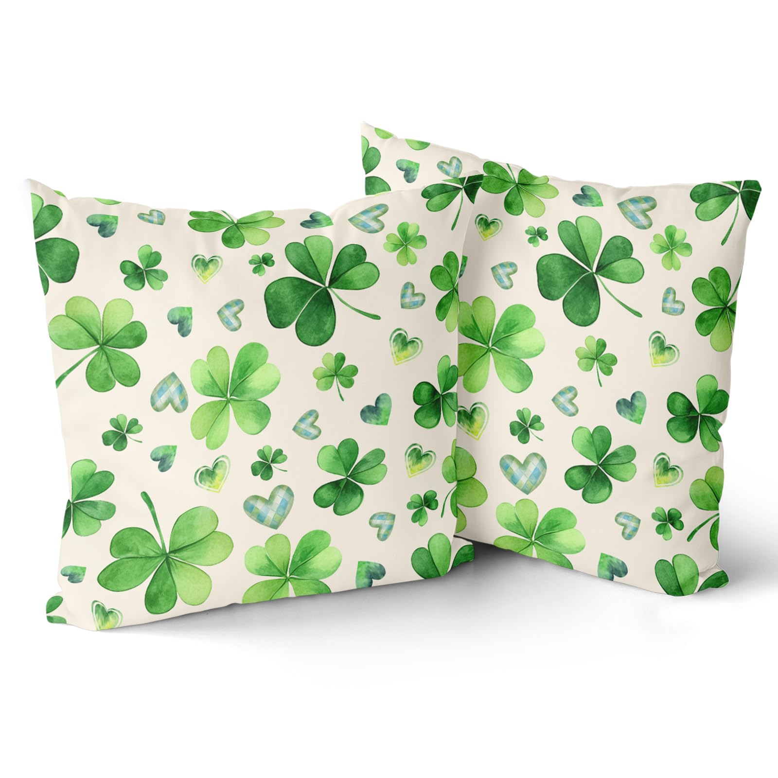 Giwawa St. Patricks Day Pillow Covers 18X18 Inch Set of 2 Shamrock Clovers Throw Pillow Covers Farmhouse Pillow Case Holiday Spring Decorative Cusion
