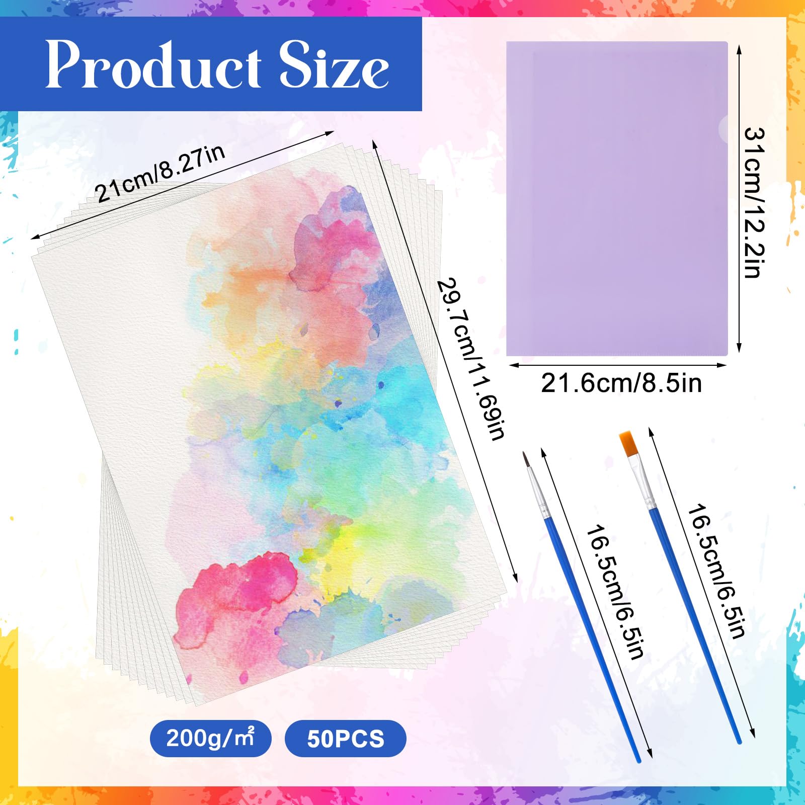 Realjoy 50 arkuszy papieru akwarelowego A4 200 g/㎡, biały papier akwarelowy A4, blok akwarelowy Watercolor Paper dla studentów, początkujących, akwareli i szkiców (29,7 x 21 cm)