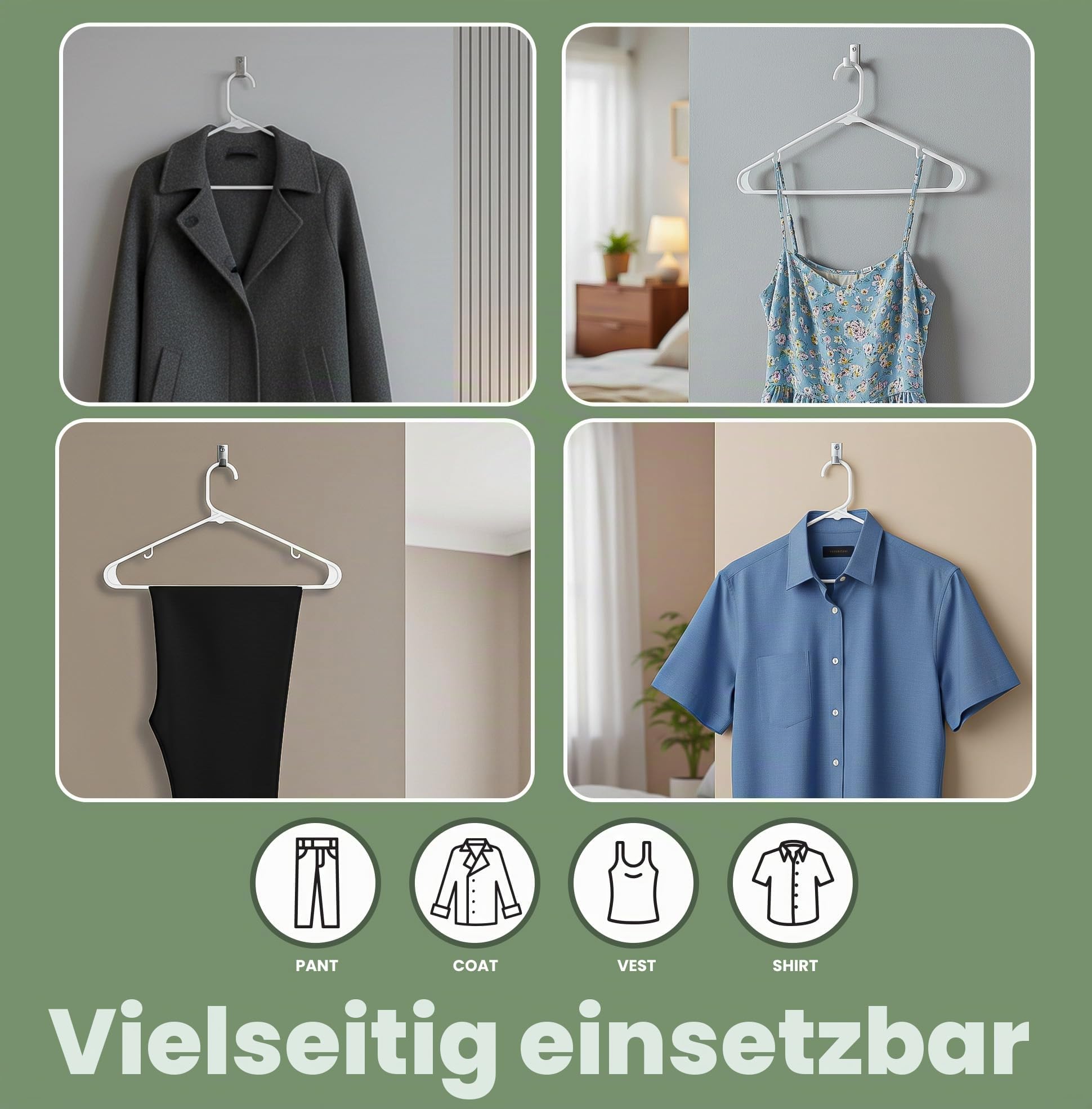 Utopia Home Kunststoff-Kleiderbügel, 20 Stück, Kleiderbügel mit Haken, langlebig und platzsparend, robust, weiß, Rock-Kleiderbügel