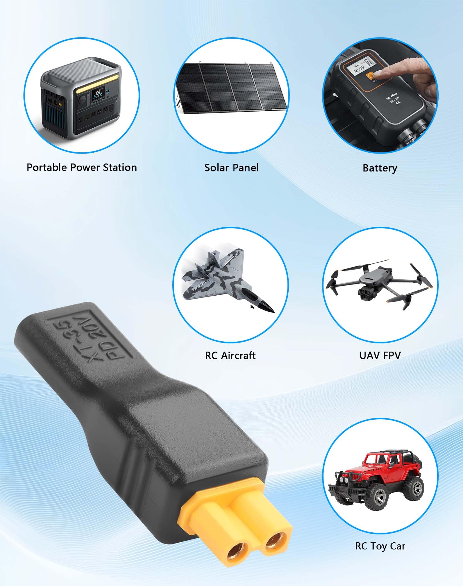 Amazon.com: CERRXIAN USB C to XT30 Adapter, Type-C Female Input to