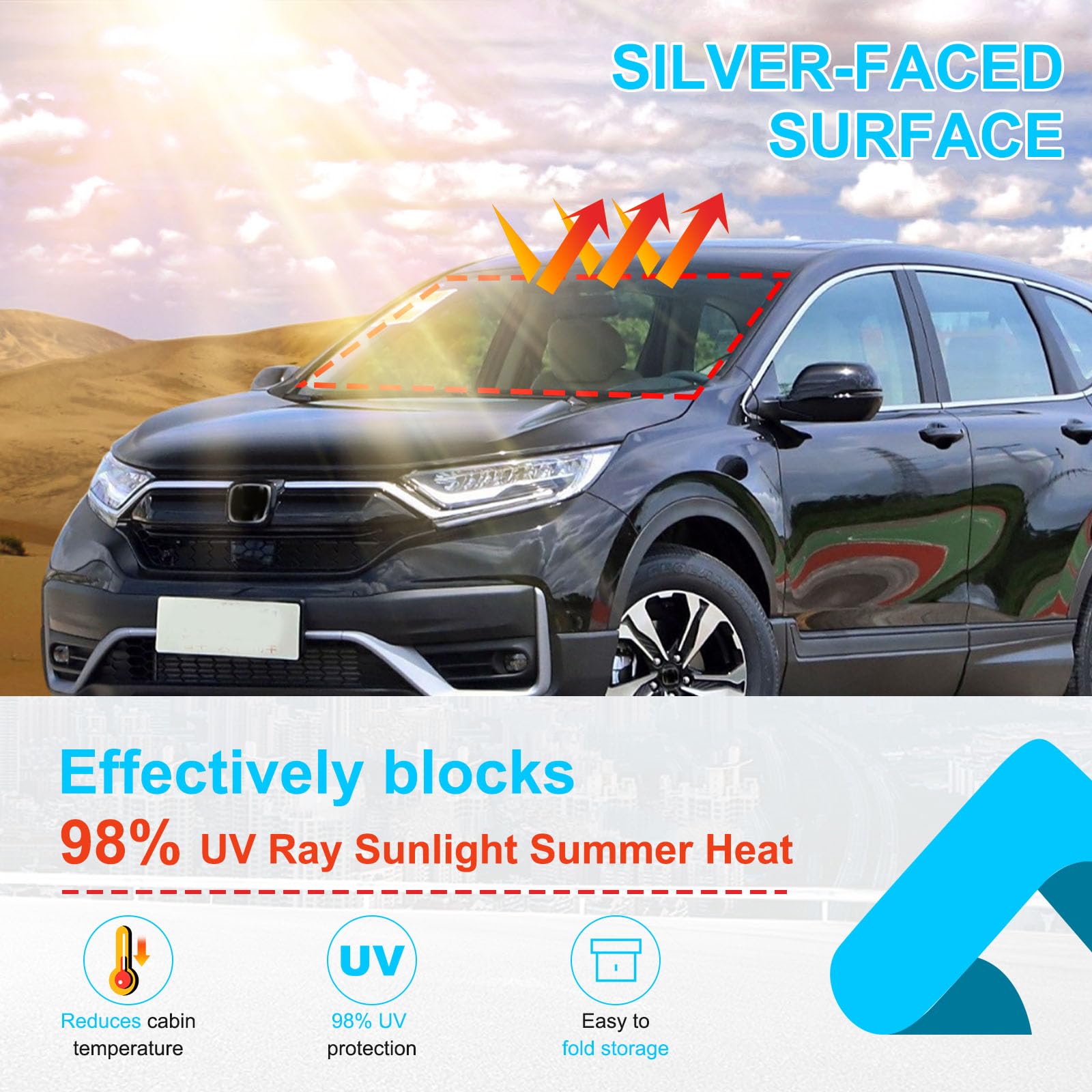 Fonowka Windshield Sun Shade For Honda CRV 2023 2024 2025 CR-V SUV Foldable Sun