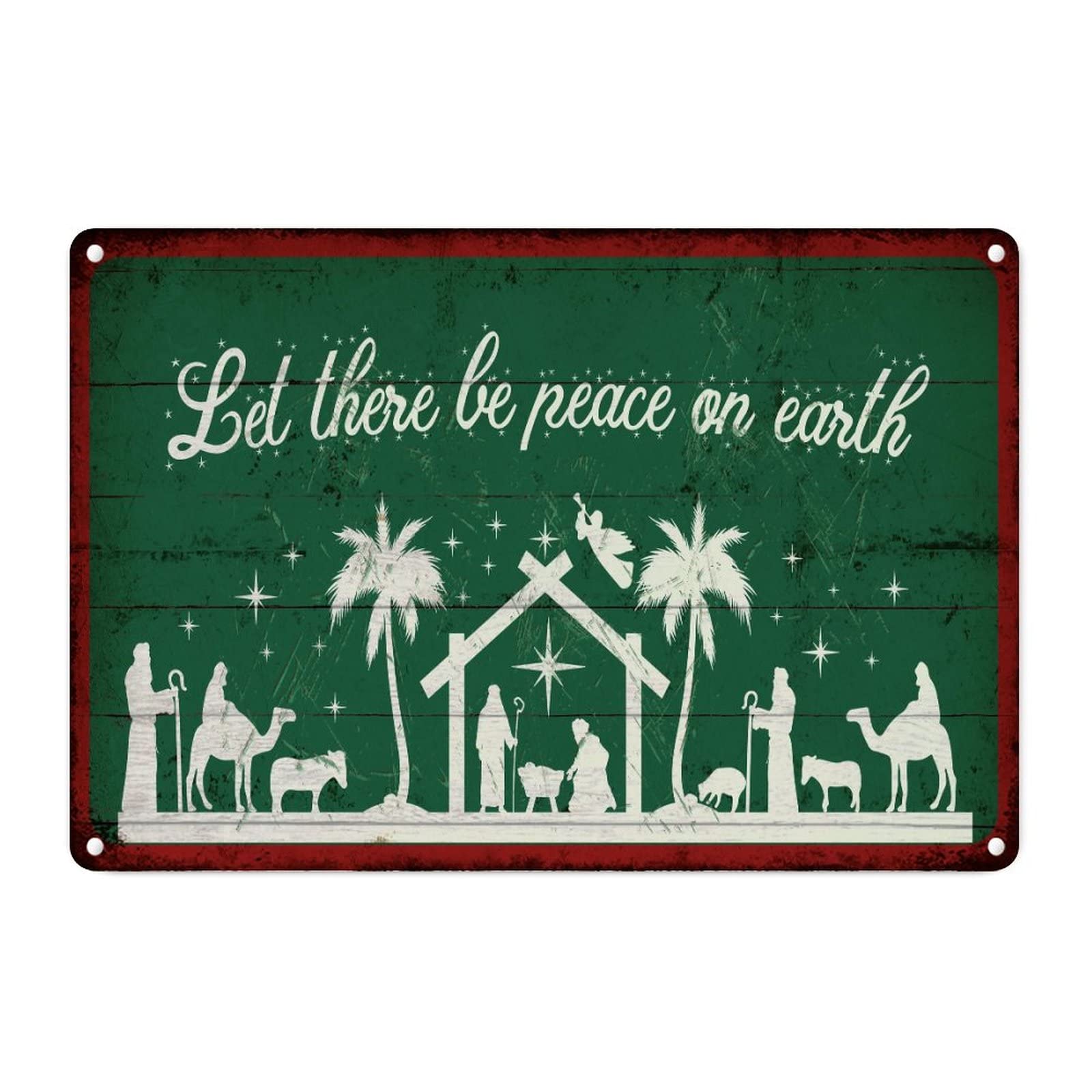 Plaque de Noël crèche vintage en aluminium haute résistance 30x45cm