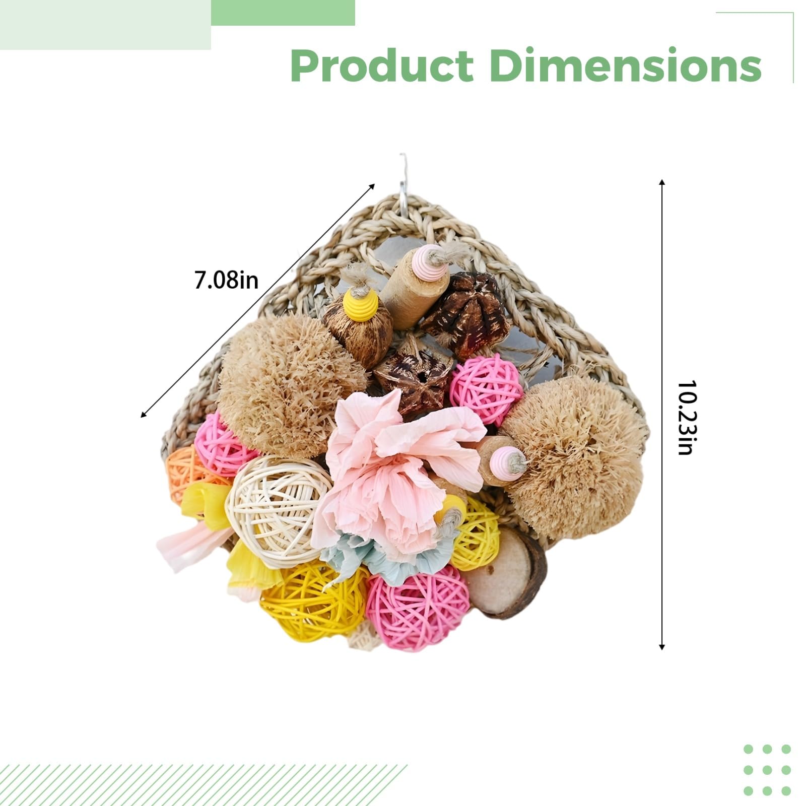 Jouets à Mâcher pour Perroquets, Jouets Naturels de Fouillage pour Oiseaux avec Épis de Maïs, Fruits, Boules de Lianes, Jouets Colorés pour Perroquets