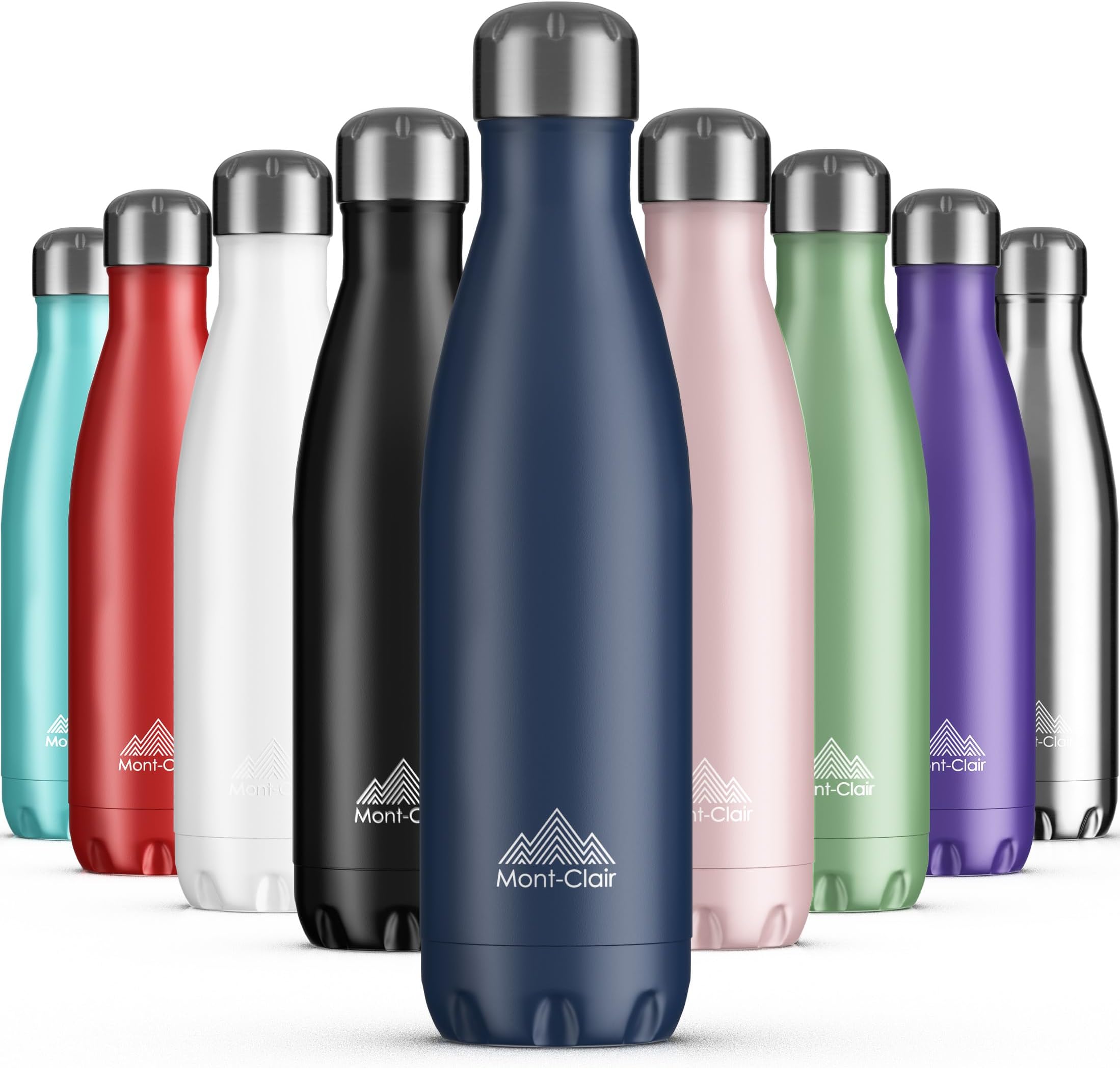 Stainless Steel Water Bottle, Vacuum Insulated - BPA Free, 12h Hot & 24h Cold Drinks, Metal Water Bottle 500ml Leakproof, Ideal for Adult, Kids, Running - Dark Blue