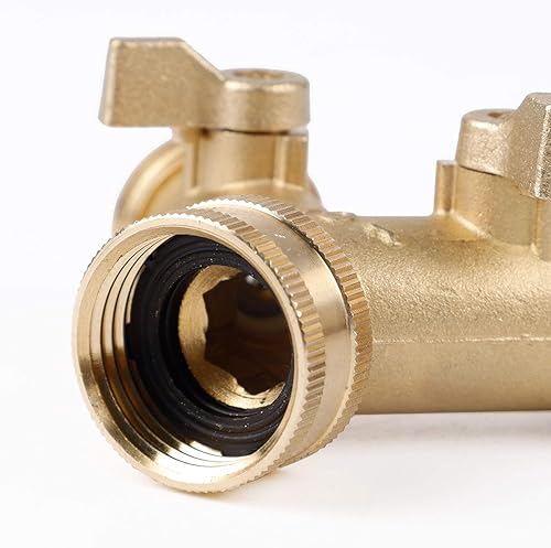 Miniatura 5 de Triumpeek Divisor de manguera de latón de 2 vías de 34 pulgadas, conector de manguera de jardín de latón de 2 vías con 2 protectores de resorte en