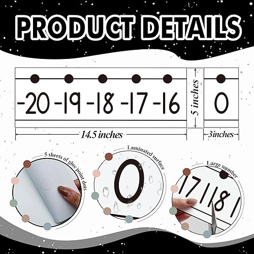 Miniatura 3 de 29 piezas de líneas numéricas para pared de aula, 20 a 120 líneas numéricas para tablón de anuncios, borde de aula, líneas numéricas bohemias,