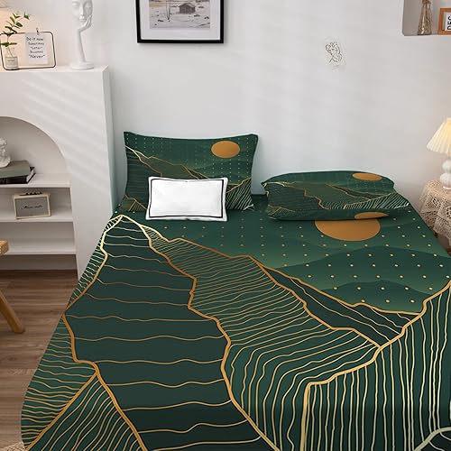 Miniatura 2 de NOGAWA Juego de sábanas abstractas de tamaño matrimonial, sábanas de arte moderno, sábanas y fundas de almohada estampadas, 4 piezas, sábana bajera