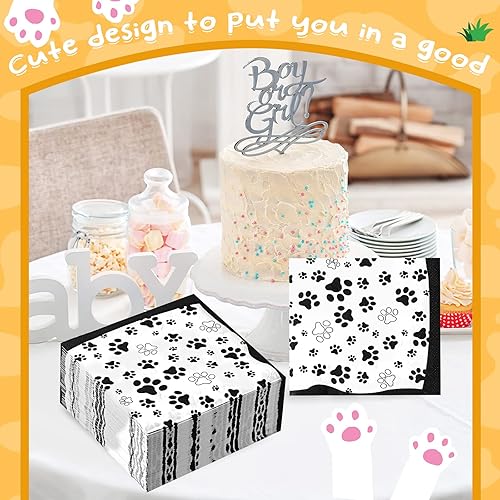 Miniatura 6 de Servilletas con estampado de vaca, 2 capas con estampado de patas, suministros de fiesta de animales de granja, servilletas para fiestas de