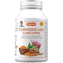 ANDREW LESSMAN Turmeric 400mg - 240 Capsules - 95% Curcuminoids as Phospholipid Complex for Optimum Benefits and Absorption, High Potency Standardized Extract, Small Easy to Swallow Capsules