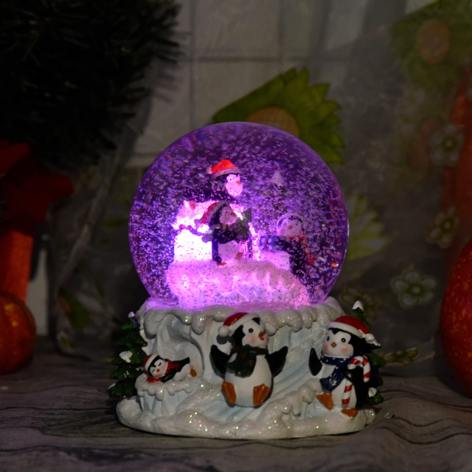 Sollee Boule à Neige Musicale de Noël Pingouin Boule à Neige Musicale de Noël Boules à Neige de Noël Boules à Neige Lumineuses de Noël Cadeaux de fête de Noël