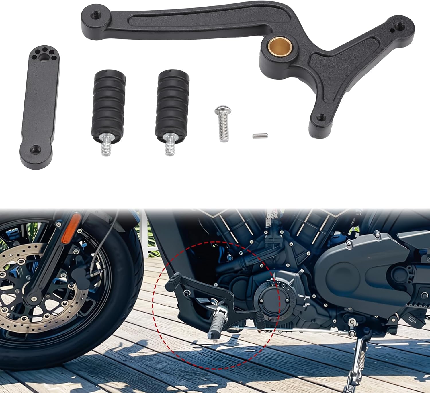 Heel Toe Shifter Aluminum Front+Rear Gear Shift Lever for Indian Scout and Scout Sixty 2015-2024 Accessories Motorcycle Shifter Foot Pegs, Black